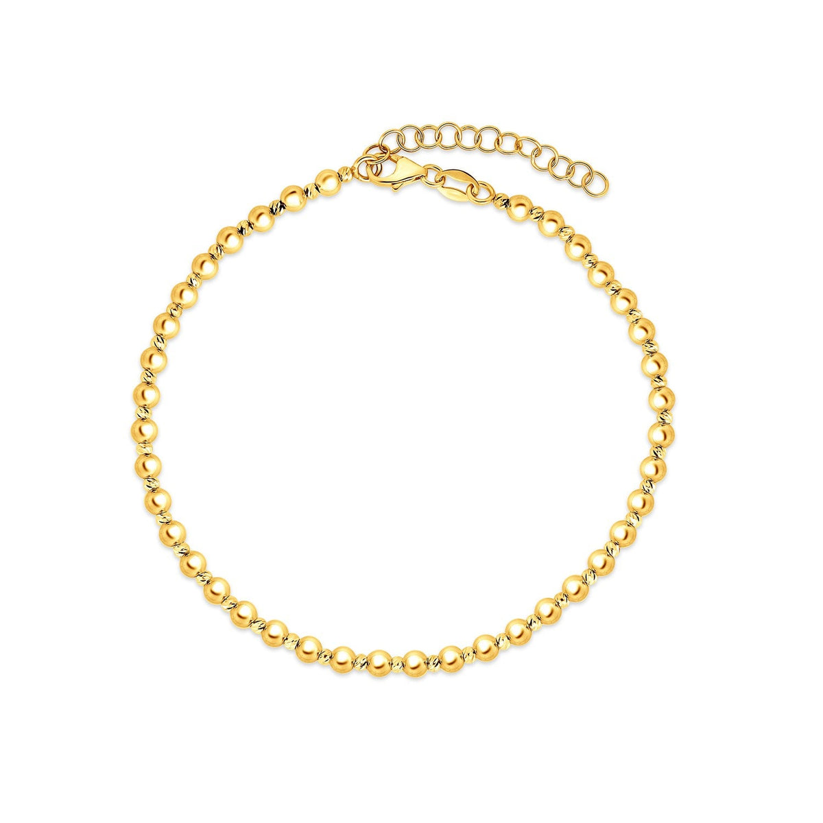 14k Yellow Gold Spaced Bead Bracelet (3.00 mm) - LinkagejewelrydesignLinkagejewelrydesign