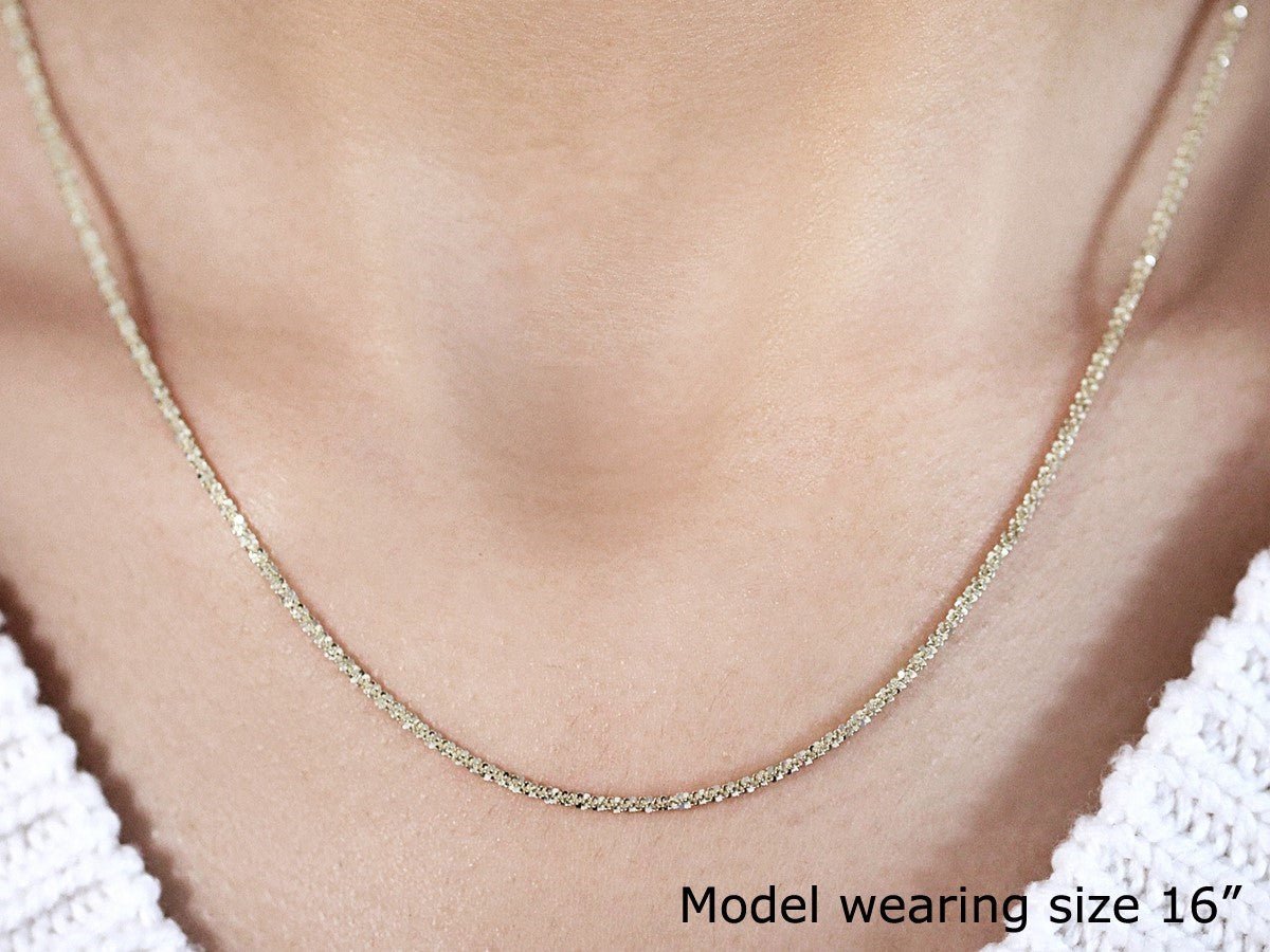 14k Yellow Gold Sparkle Chain 1.5mm - LinkagejewelrydesignLinkagejewelrydesign