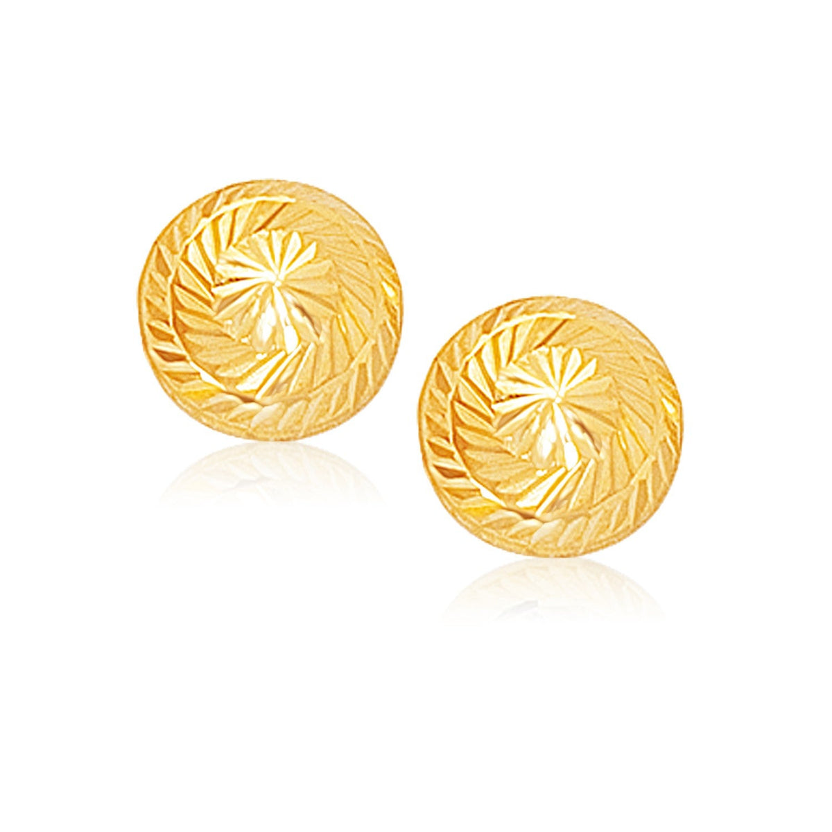 14K Yellow Gold Sparkle Diamond - cut Large Stud Earrings - LinkagejewelrydesignLinkagejewelrydesign