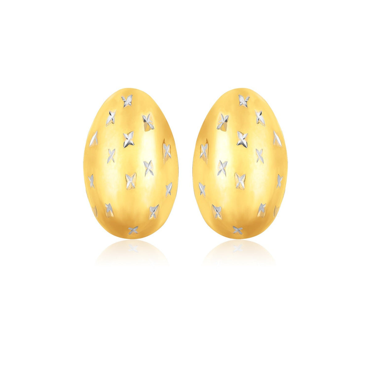 14K Yellow Gold Sparkle Kiss Diamond - cut Oval Stud Earrings - LinkagejewelrydesignLinkagejewelrydesign
