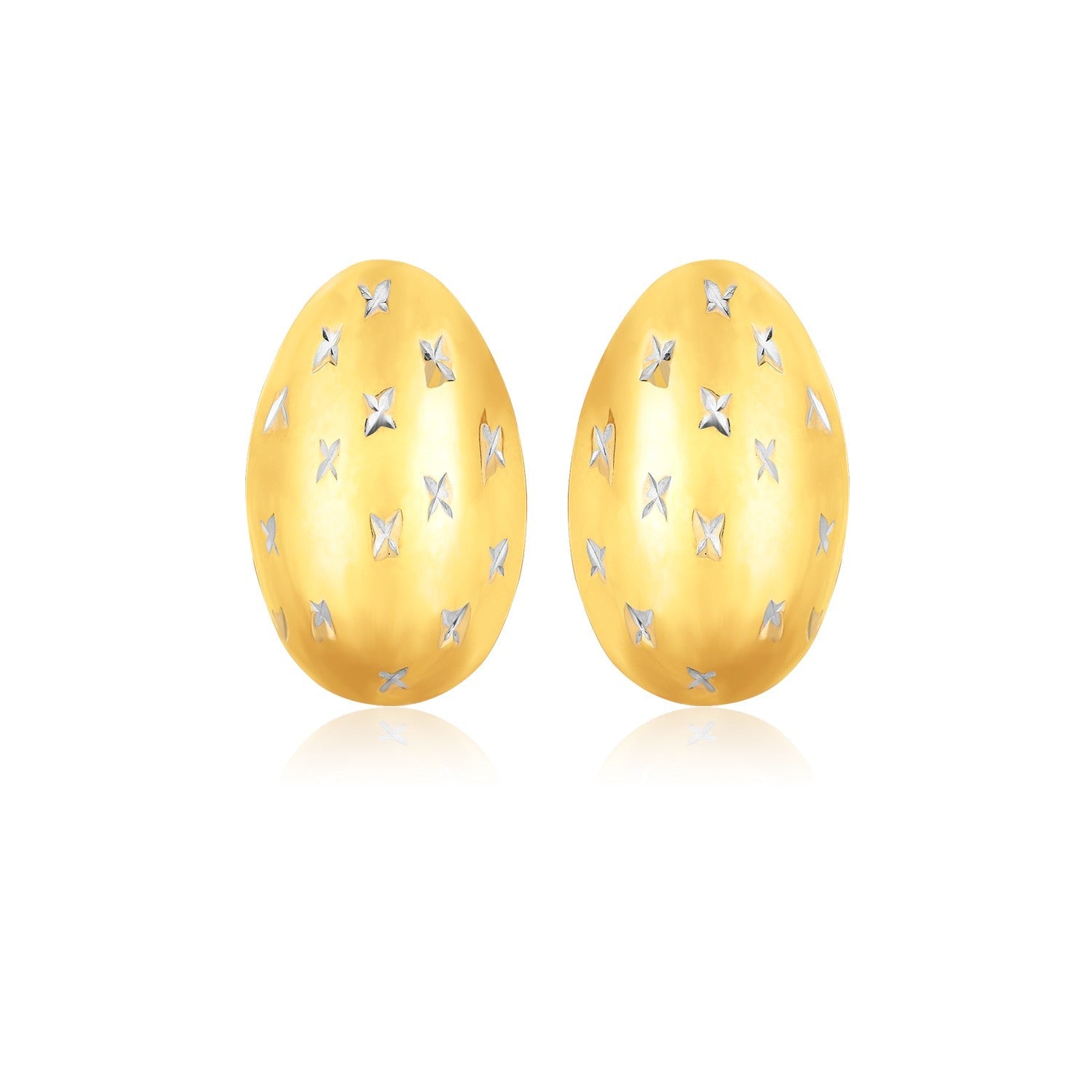 14K Yellow Gold Sparkle Kiss Diamond - cut Oval Stud Earrings - LinkagejewelrydesignLinkagejewelrydesign