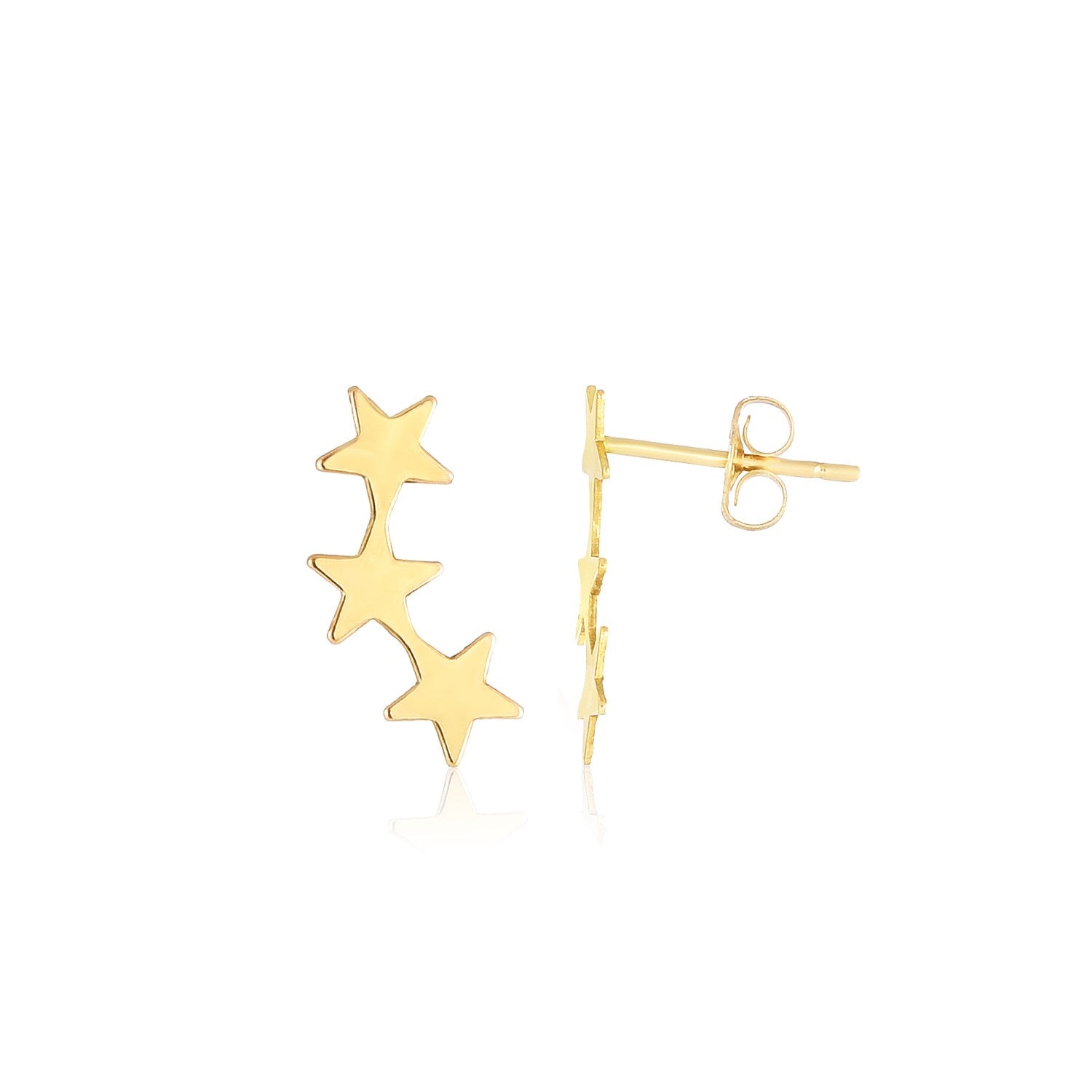 14K Yellow Gold Star Climber Stud Earrings - LinkagejewelrydesignLinkagejewelrydesign