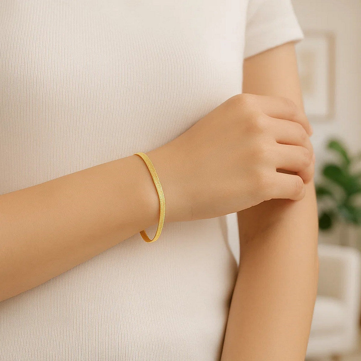 14k Yellow Gold Super Flex Herringbone Bracelet (2.80 mm) - LinkagejewelrydesignLinkagejewelrydesign