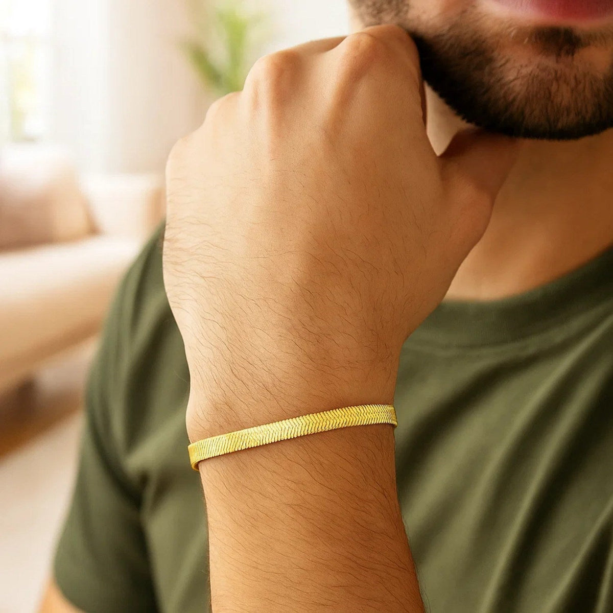 14k Yellow Gold Super Flex Herringbone Bracelet (4.60 mm) - LinkagejewelrydesignLinkagejewelrydesign