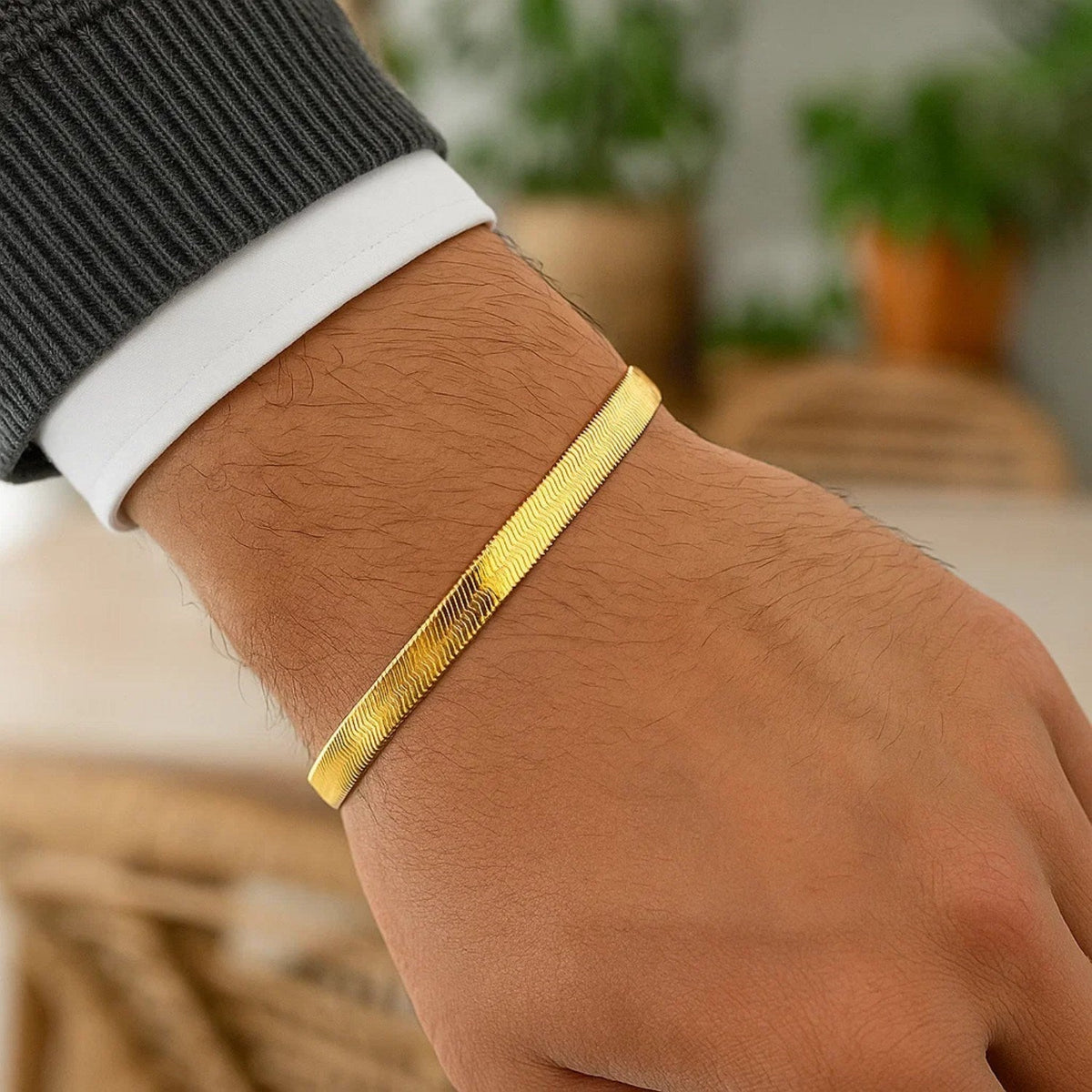 14k Yellow Gold Super Flex Herringbone Bracelet (4.60 mm) - LinkagejewelrydesignLinkagejewelrydesign