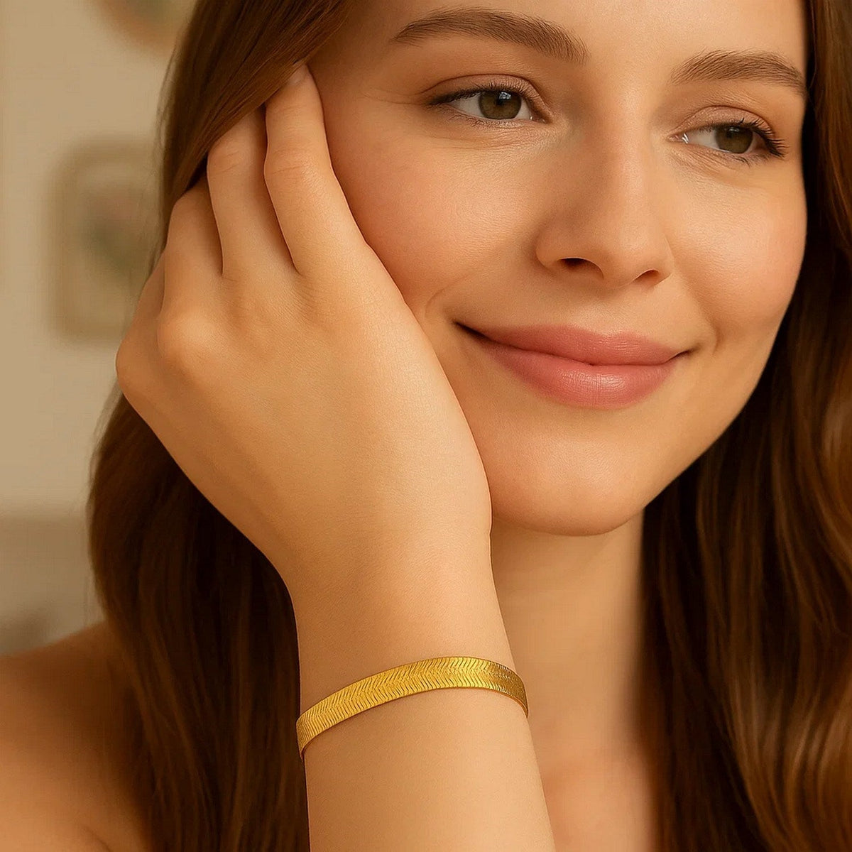 14k Yellow Gold Super Flex Herringbone Bracelet (6.00 mm) - LinkagejewelrydesignLinkagejewelrydesign