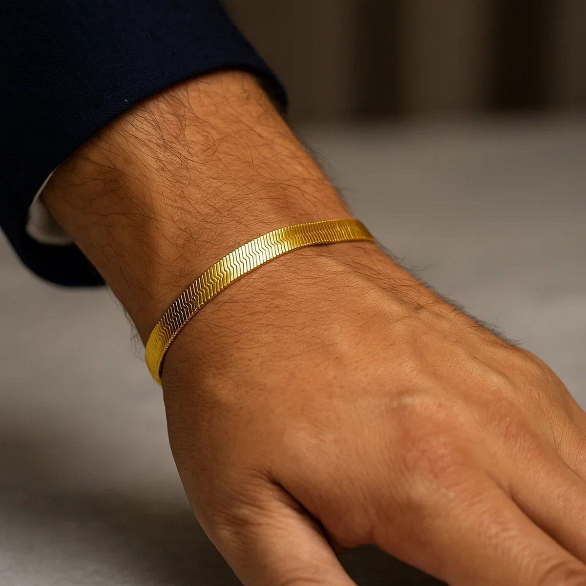 14k Yellow Gold Super Flex Herringbone Bracelet (6.00 mm) - LinkagejewelrydesignLinkagejewelrydesign