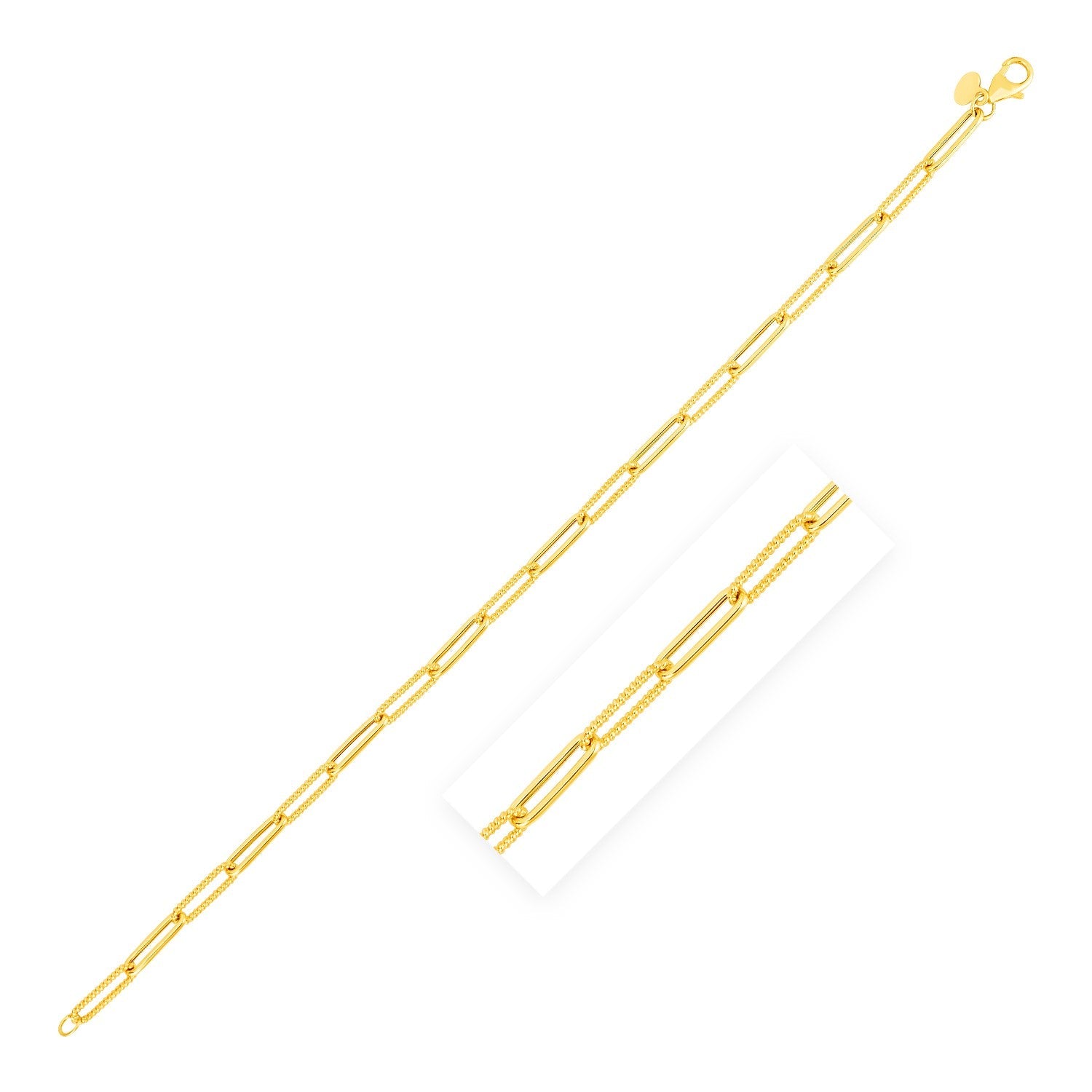 14k Yellow Gold Textured Paperclip Chain (3.5 mm) - LinkagejewelrydesignLinkagejewelrydesign