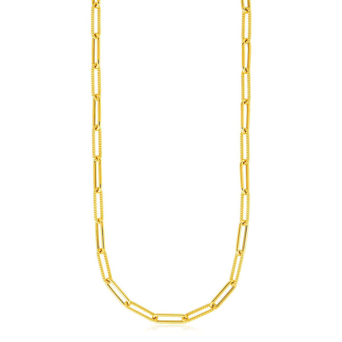 14k Yellow Gold Textured Paperclip Chain (3.50 mm) - LinkagejewelrydesignLinkagejewelrydesign