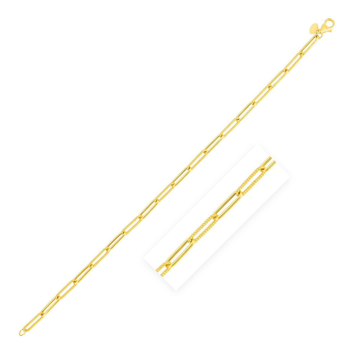 14k Yellow Gold Textured Paperclip Chain (3.50 mm) - LinkagejewelrydesignLinkagejewelrydesign