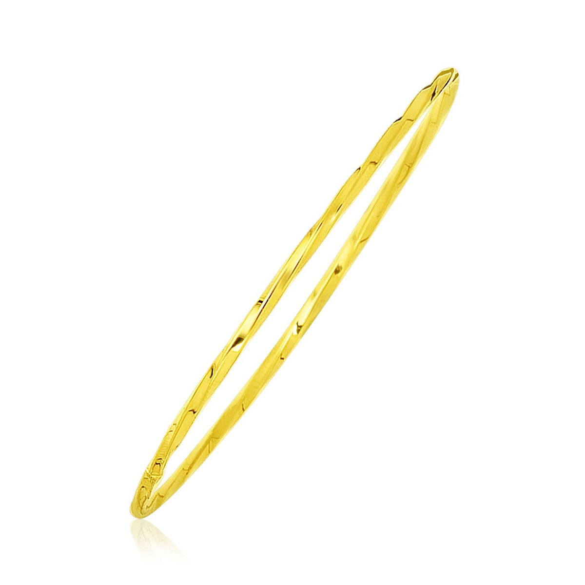 14k Yellow Gold Thin Twisted Shiny Bangle - LinkagejewelrydesignLinkagejewelrydesign