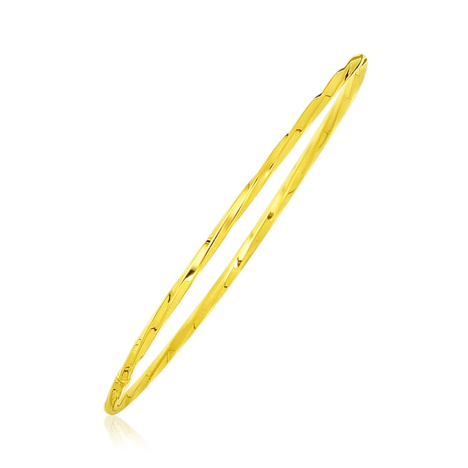 14k Yellow Gold Thin Twisted Shiny Bangle - LinkagejewelrydesignLinkagejewelrydesign