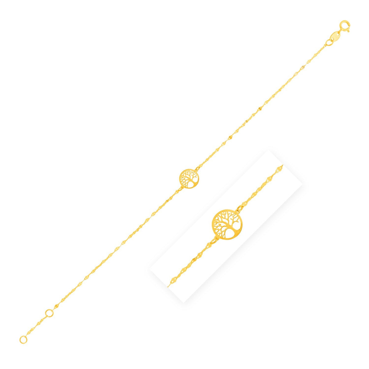 14K Yellow Gold Tree of Life Bracelet (1.20 mm) - LinkagejewelrydesignLinkagejewelrydesign