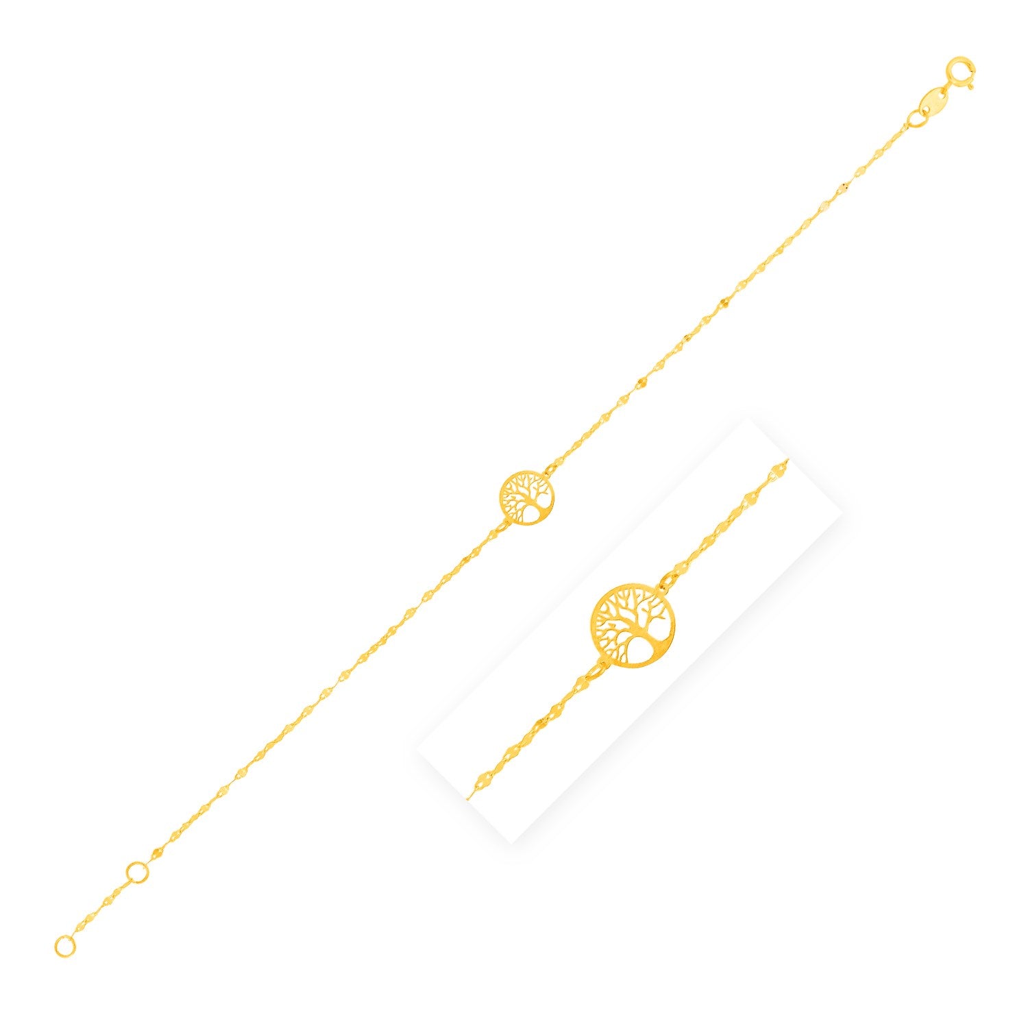 14K Yellow Gold Tree of Life Bracelet (1.20 mm) - LinkagejewelrydesignLinkagejewelrydesign