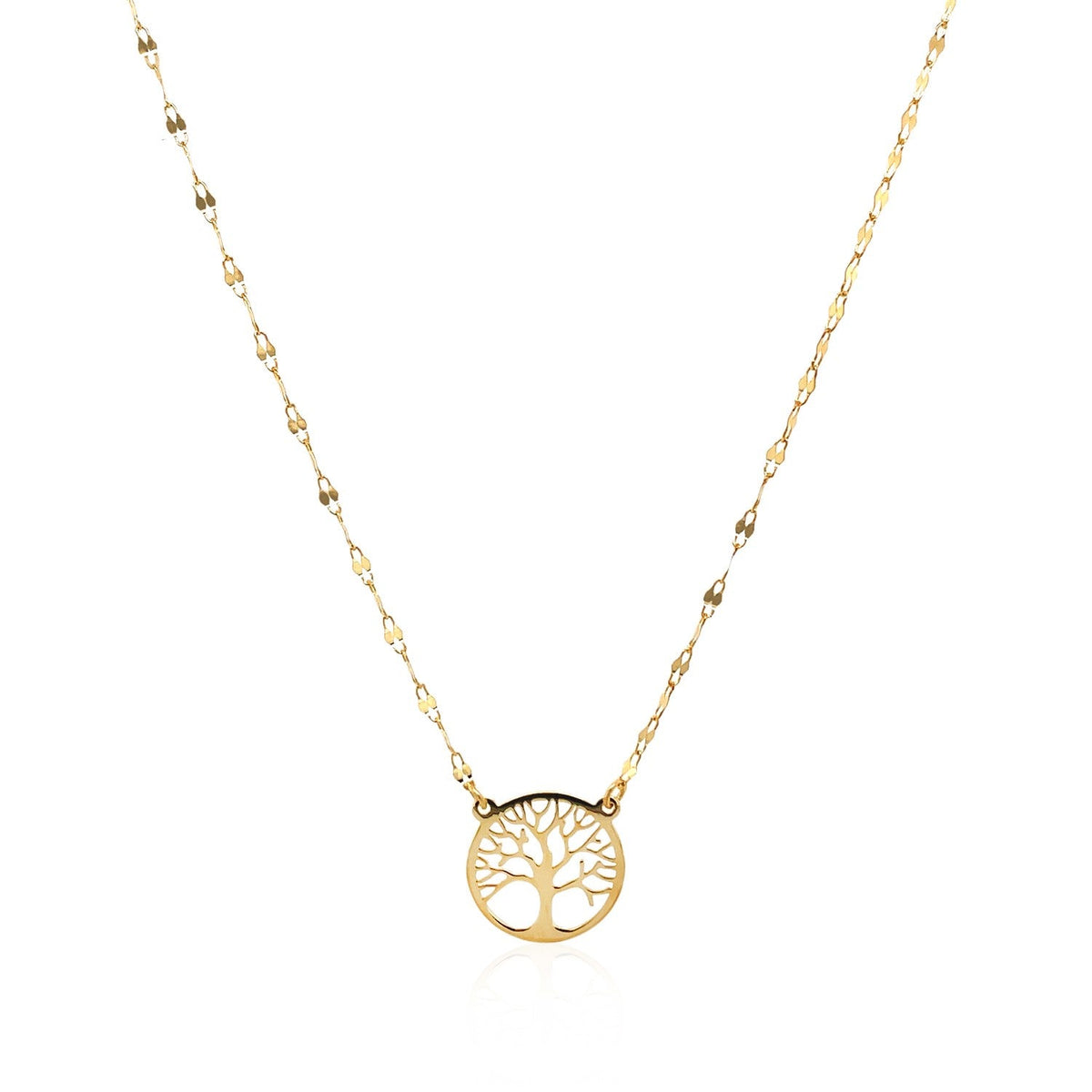 14K Yellow Gold Tree of Life Necklace - LinkagejewelrydesignLinkagejewelrydesign