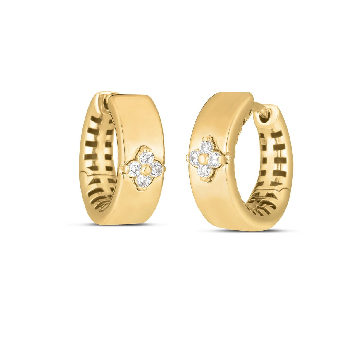 14k Yellow Gold Trilogy Diamond Clover Earrings - LinkagejewelrydesignLinkagejewelrydesign