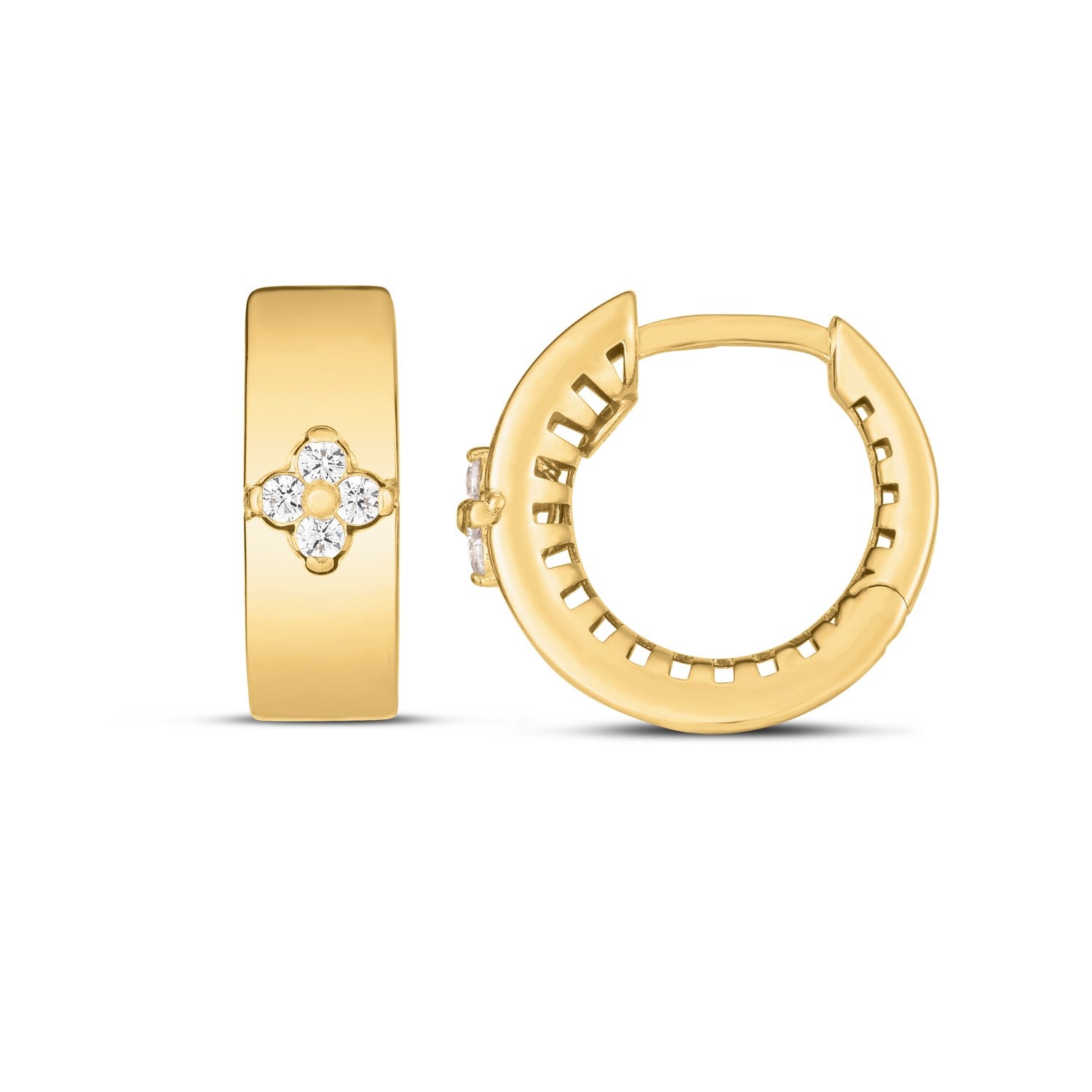 14k Yellow Gold Trilogy Diamond Clover Earrings - LinkagejewelrydesignLinkagejewelrydesign