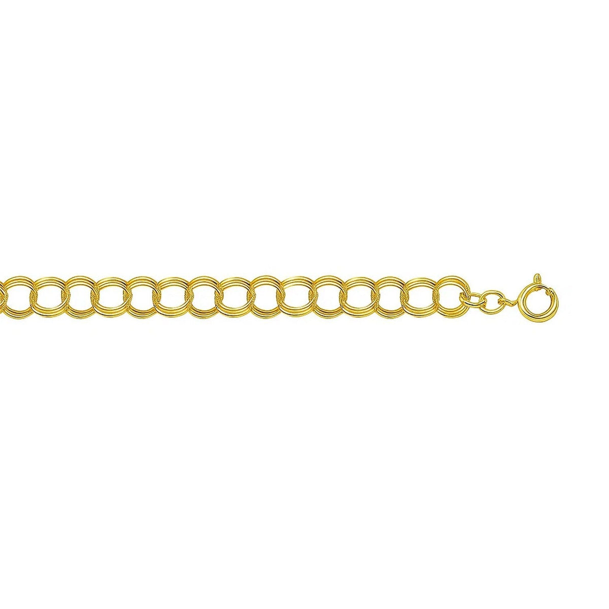 14k Yellow Gold Triple Link Charm Bracelet (5.00 mm) - LinkagejewelrydesignLinkagejewelrydesign