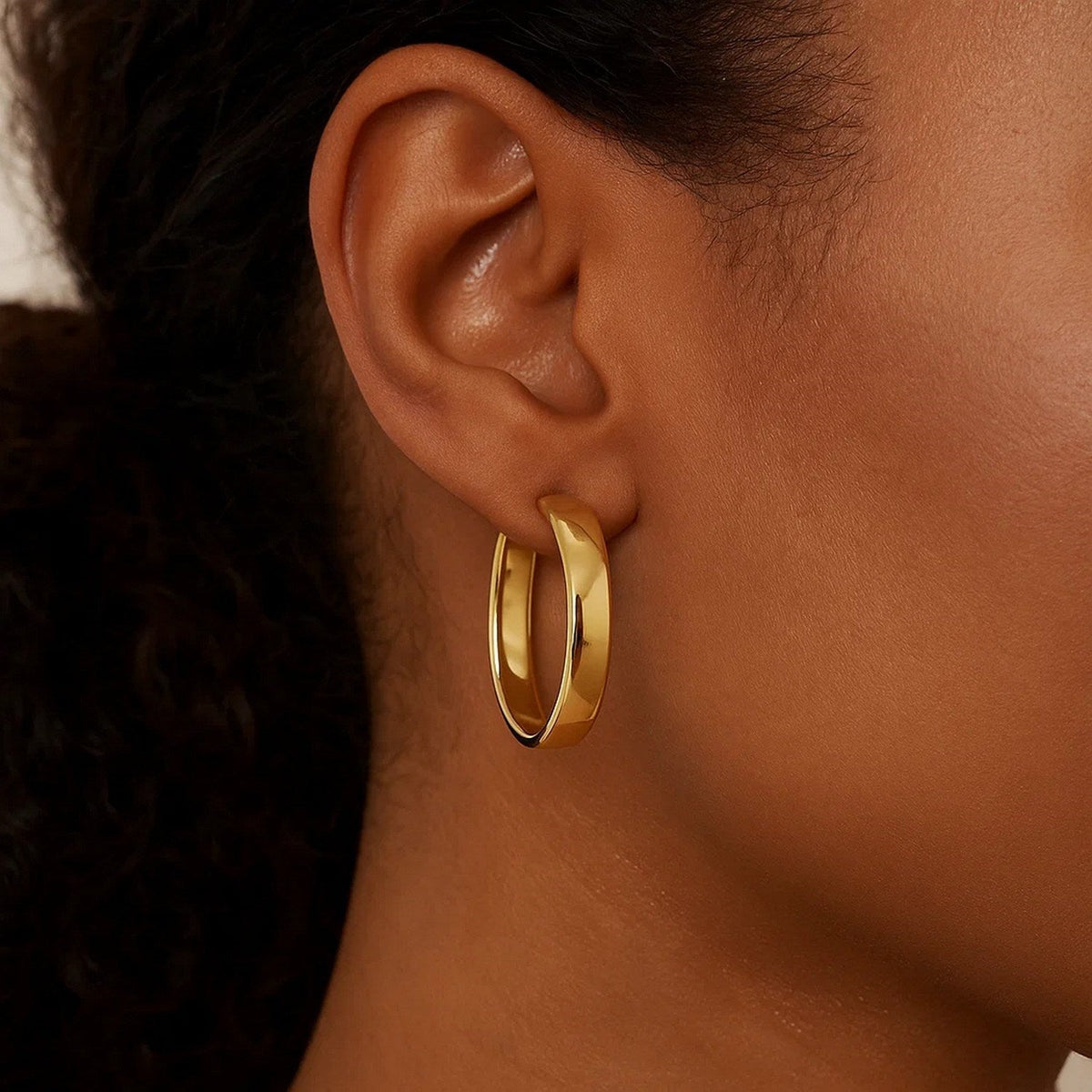 14k Yellow Gold Wedding Band Hoops (7x35mm) - LinkagejewelrydesignLinkagejewelrydesign