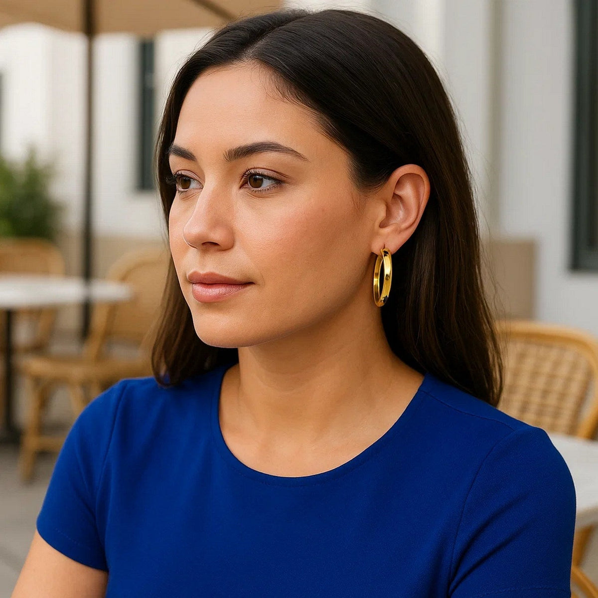 14k Yellow Gold Wedding Band Hoops (7x35mm) - LinkagejewelrydesignLinkagejewelrydesign