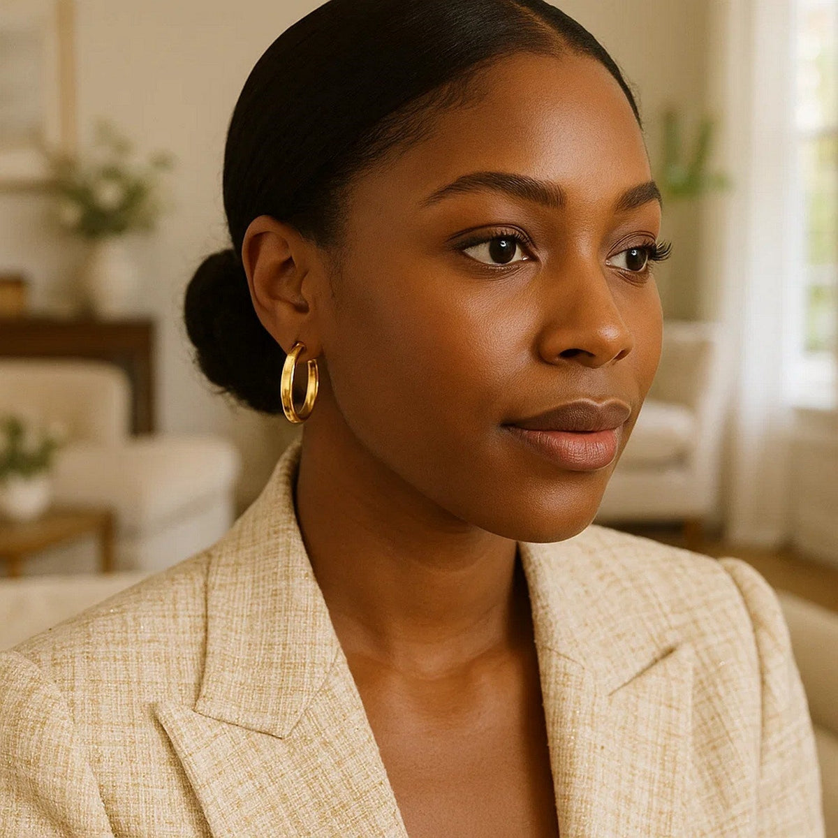 14k Yellow Gold Wedding Band Hoops (7x35mm) - LinkagejewelrydesignLinkagejewelrydesign