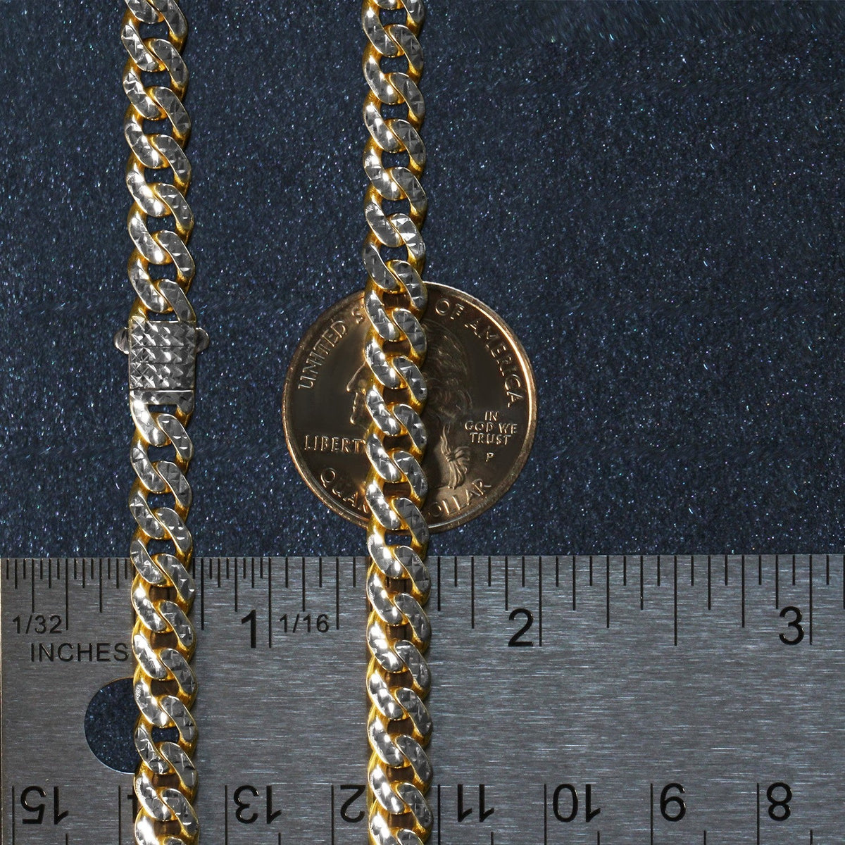 14k Yellow Gold White Pave High Polish Modern Lite Miami Cuban Chain (6.50 mm) - LinkagejewelrydesignLinkagejewelrydesign