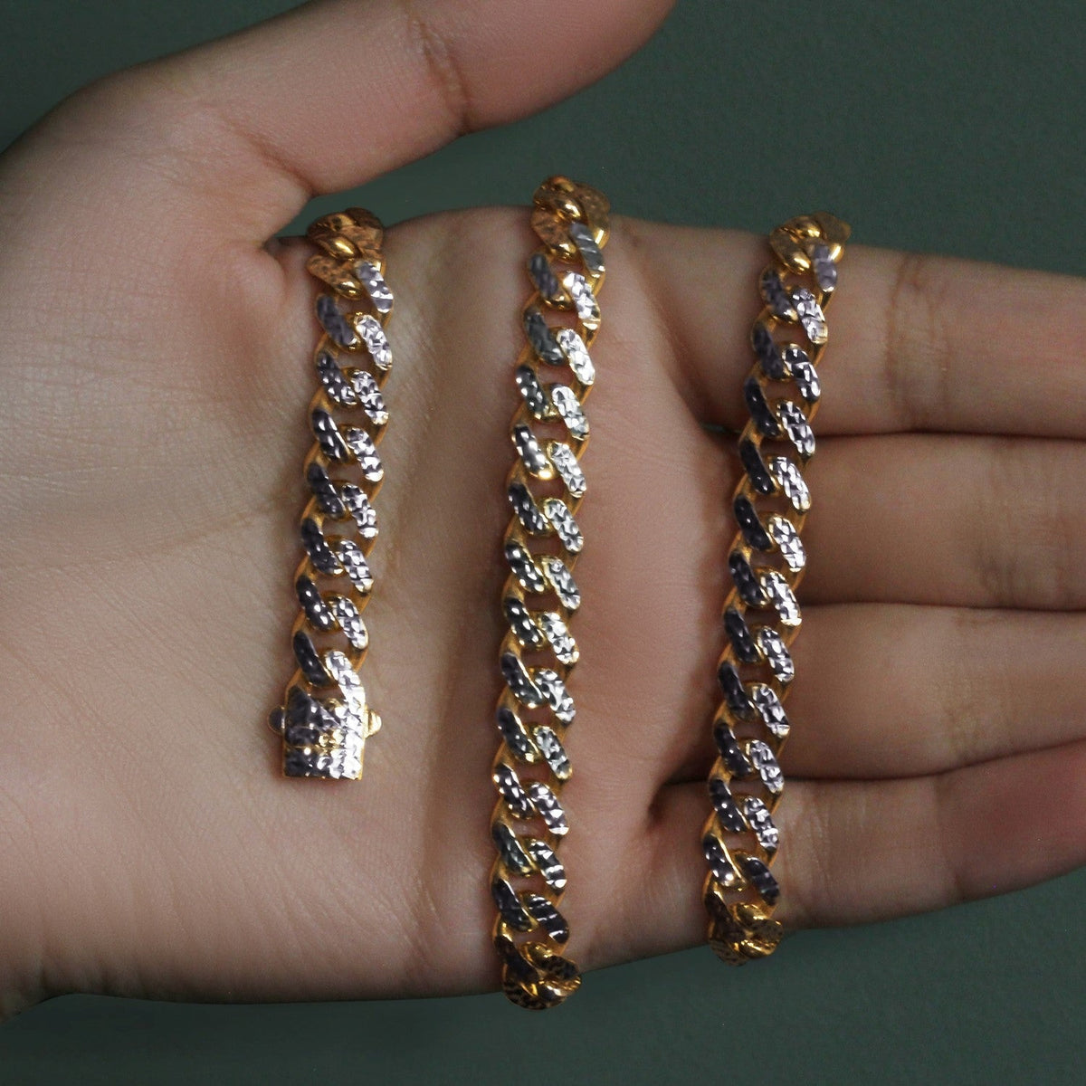 14k Yellow Gold White Pave High Polish Modern Lite Miami Cuban Chain (8.00 mm) - LinkagejewelrydesignLinkagejewelrydesign