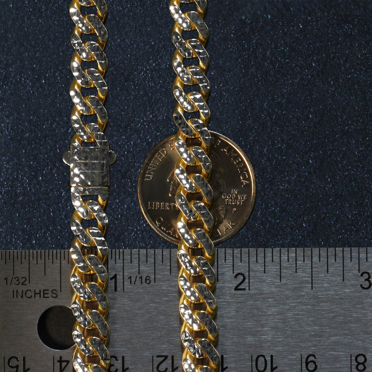 14k Yellow Gold White Pave High Polish Modern Lite Miami Cuban Chain (8.00 mm) - LinkagejewelrydesignLinkagejewelrydesign