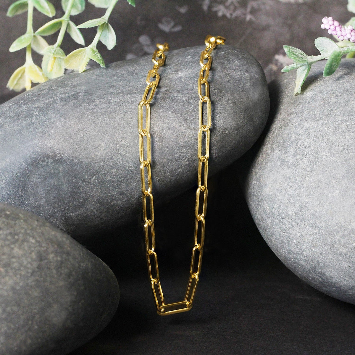 14K Yellow Gold Wide Paperclip Chain (3.20 mm) - LinkagejewelrydesignLinkagejewelrydesign