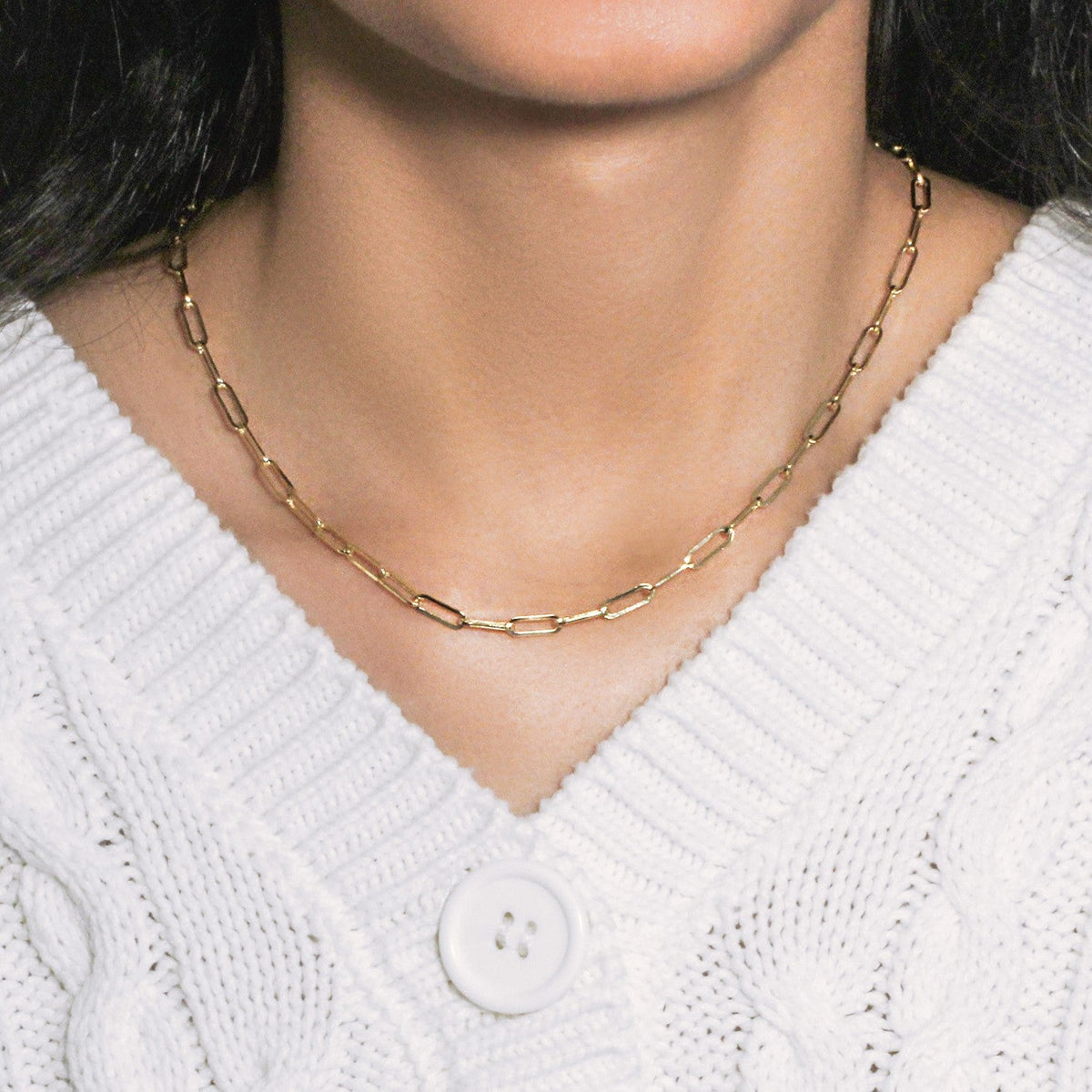 14K Yellow Gold Wide Paperclip Chain (3.20 mm) - LinkagejewelrydesignLinkagejewelrydesign