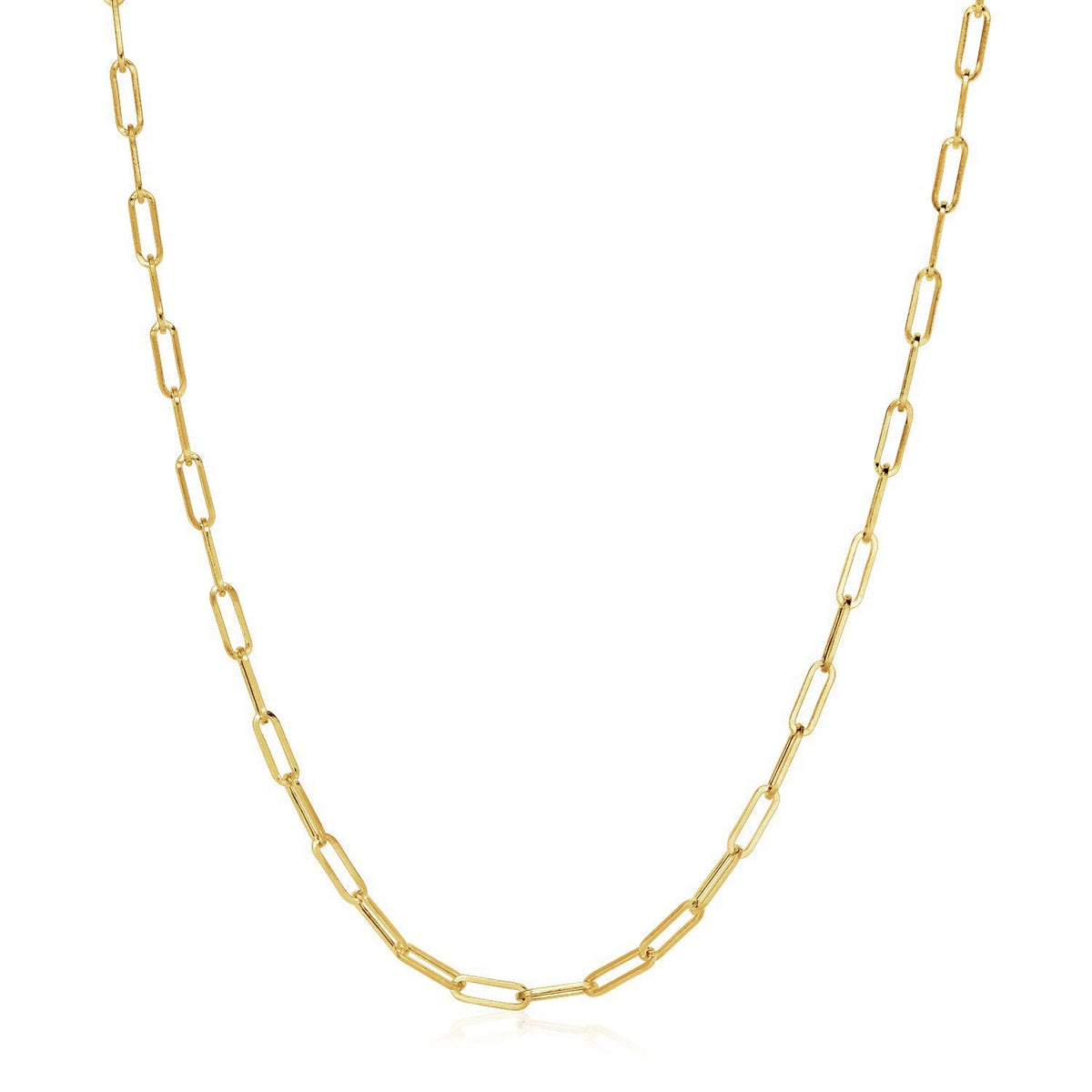 14K Yellow Gold Wide Paperclip Chain (3.20 mm) - LinkagejewelrydesignLinkagejewelrydesign