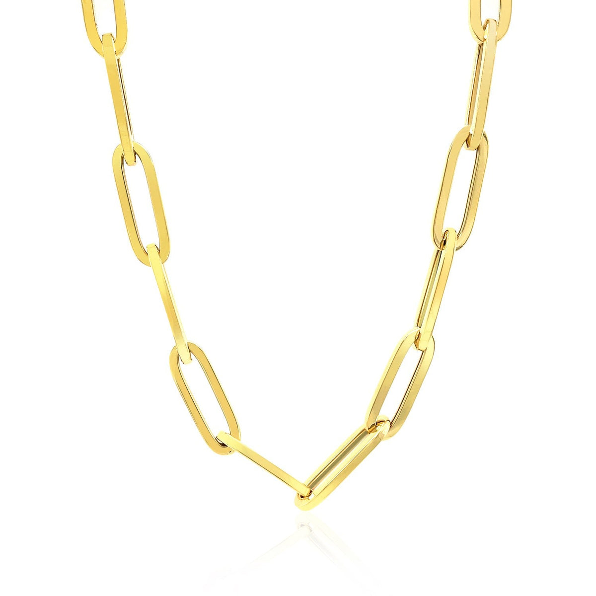 14K Yellow Gold Wide Paperclip Chain (6.1 mm) - LinkagejewelrydesignLinkagejewelrydesign