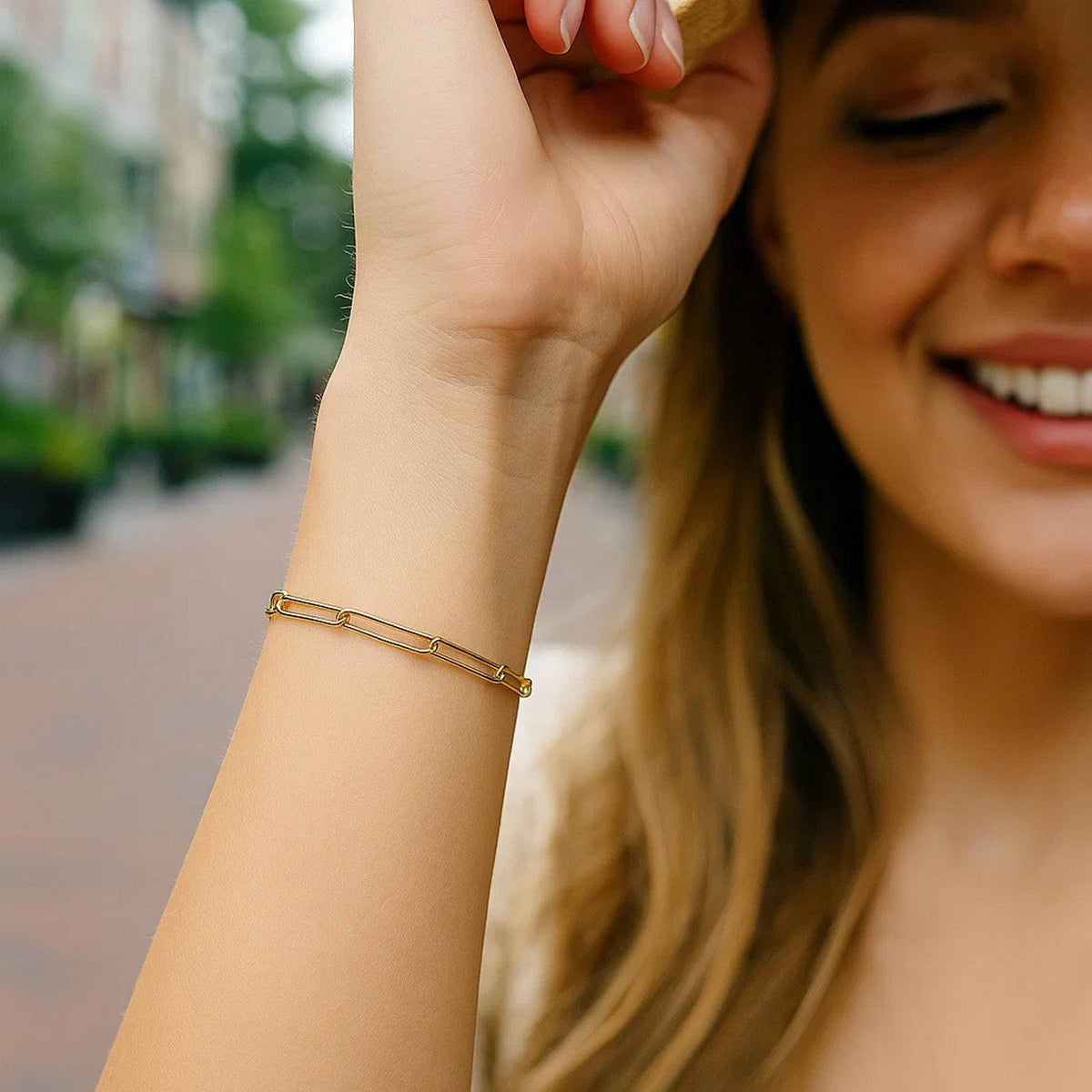 14k Yellow Gold Wire Paperclip Bracelet (2.70 mm) - LinkagejewelrydesignLinkagejewelrydesign