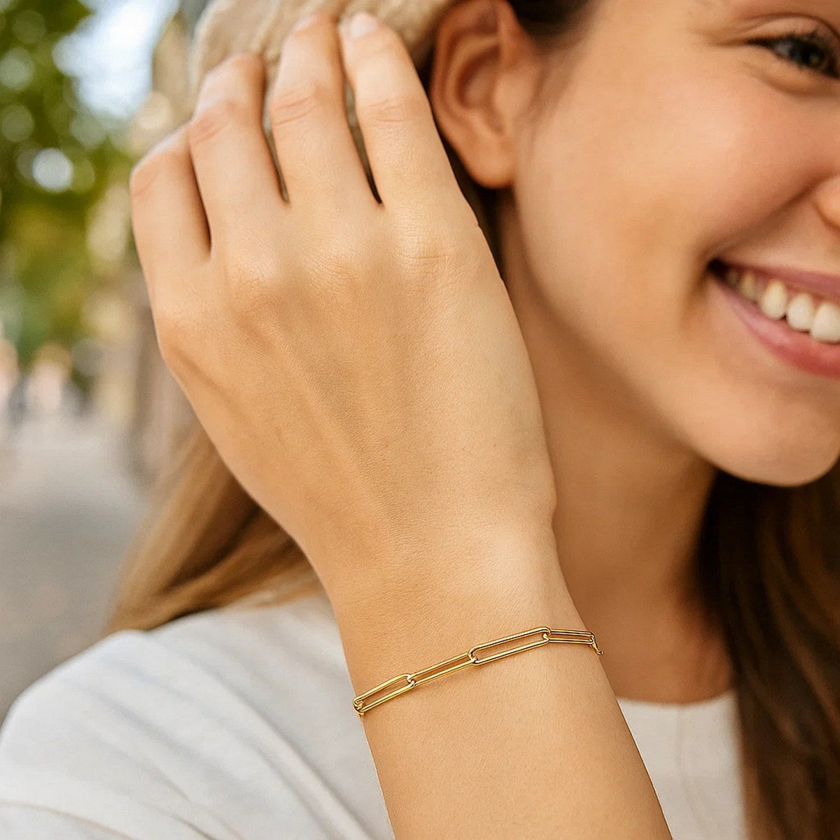 14k Yellow Gold Wire Paperclip Bracelet (2.70 mm) - LinkagejewelrydesignLinkagejewelrydesign