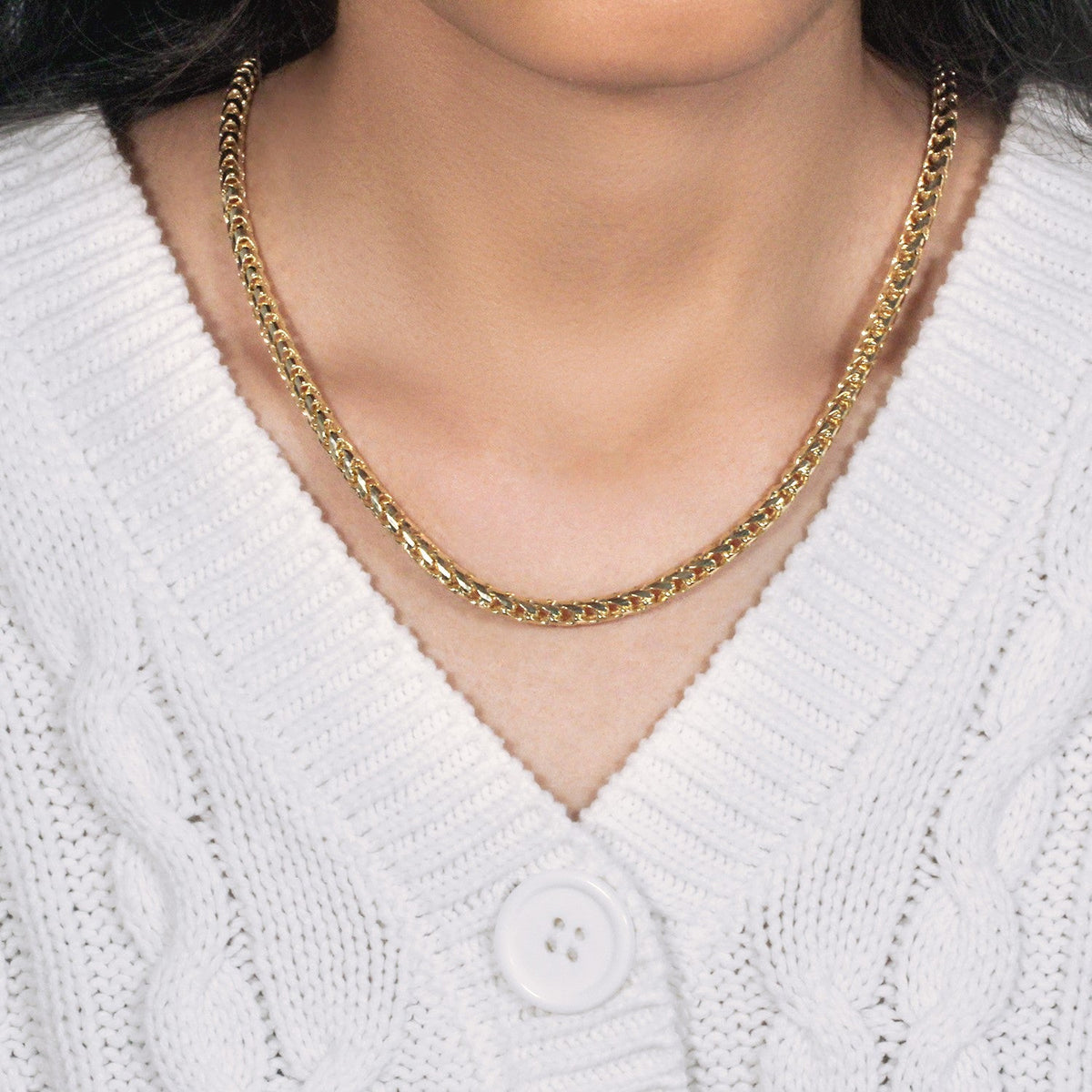 14k Yellow Solid Gold Diamond Cut Round Franco Chain (4.60 mm) - LinkagejewelrydesignLinkagejewelrydesign