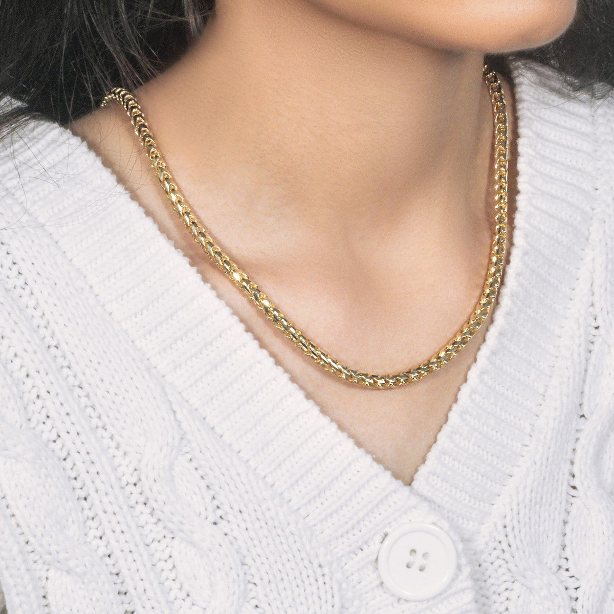 14k Yellow Solid Gold Diamond Cut Round Franco Chain (4.60 mm) - LinkagejewelrydesignLinkagejewelrydesign