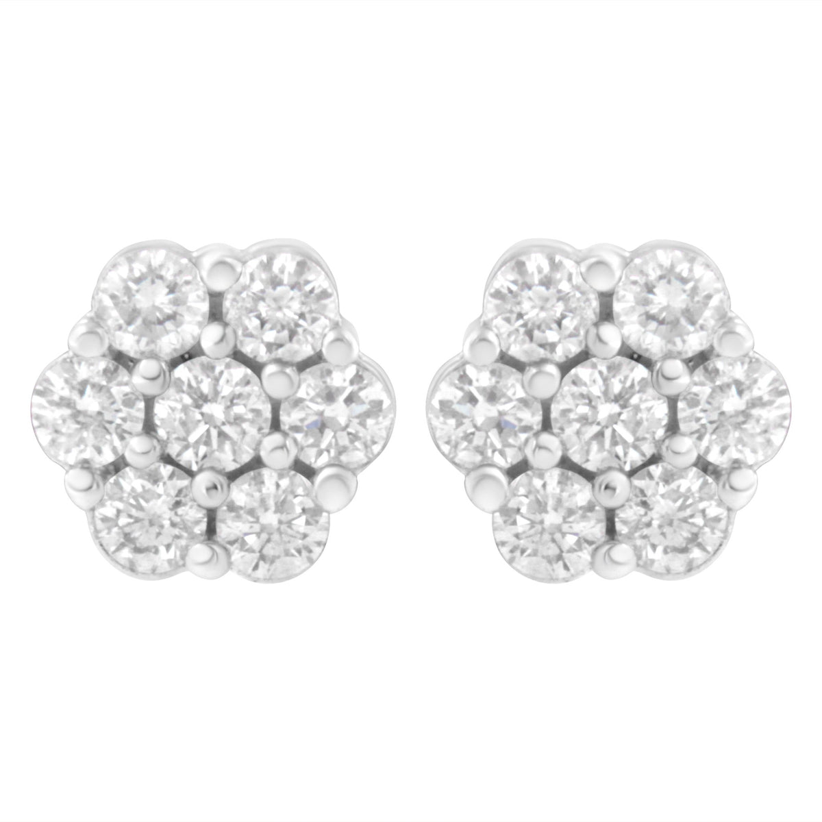 14KT White Gold 1 cttw Diamond Composite Stud Earrings (I - J, SI2 - I1) - LinkagejewelrydesignLinkagejewelrydesign