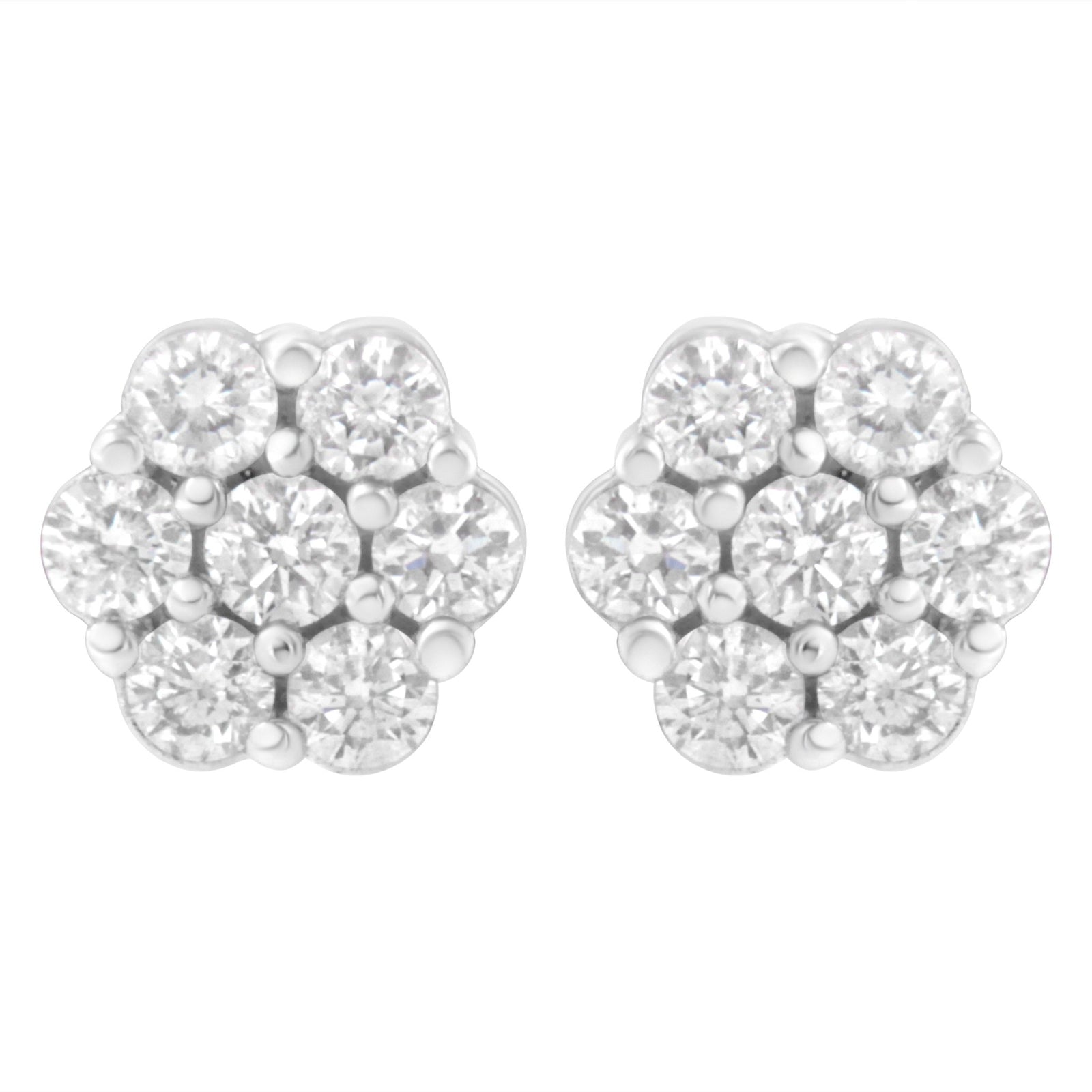 14KT White Gold 1 cttw Diamond Composite Stud Earrings (I - J, SI2 - I1) - LinkagejewelrydesignLinkagejewelrydesign