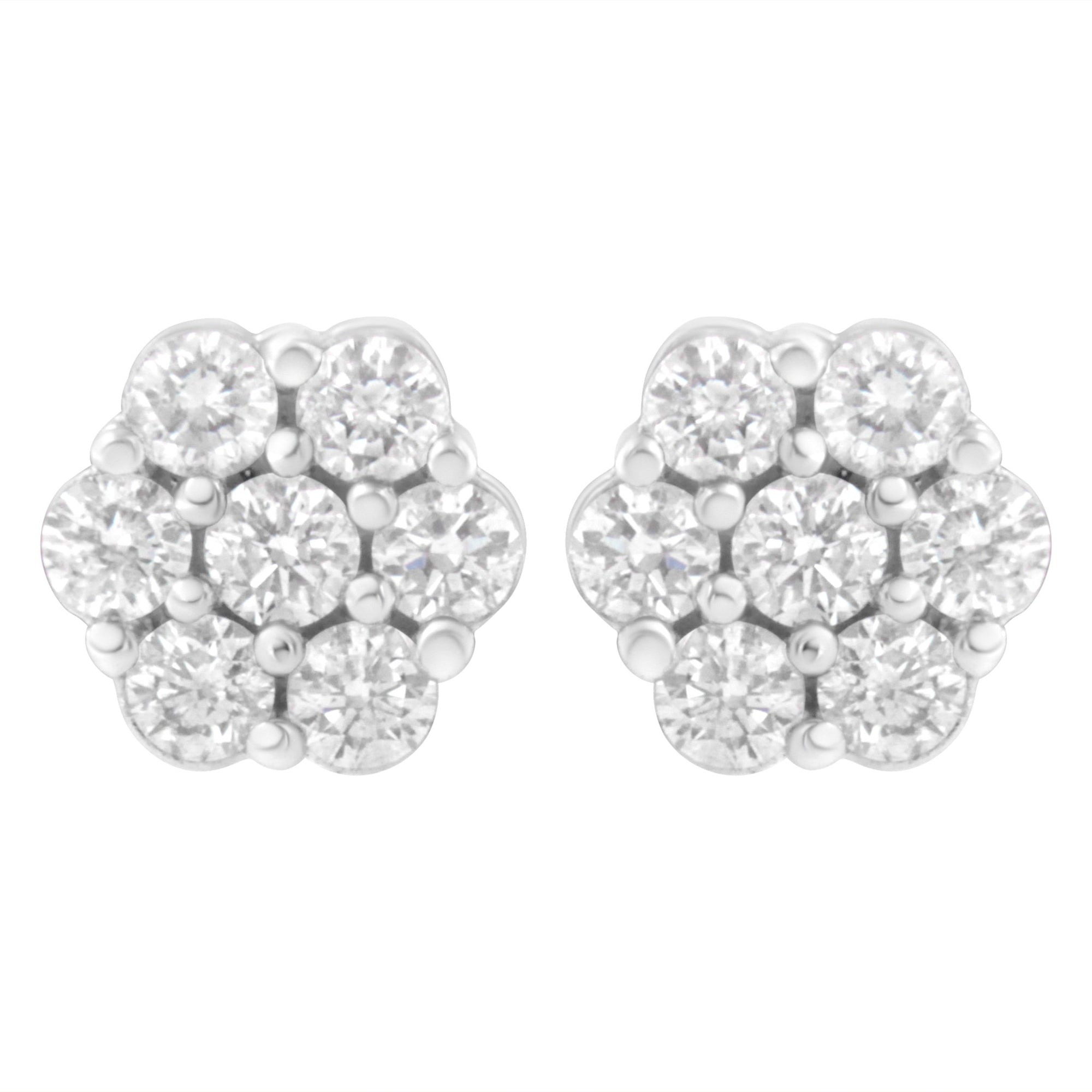 14KT White Gold 1 cttw Diamond Composite Stud Earrings (I - J, SI2 - I1) - LinkagejewelrydesignLinkagejewelrydesign