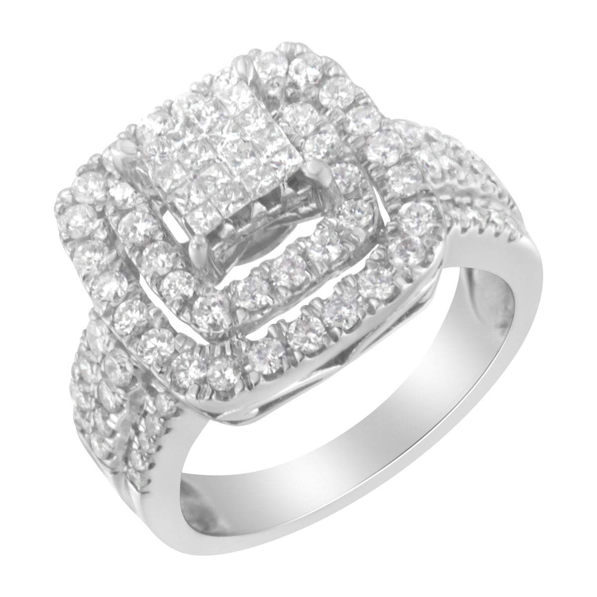 14KT White Gold Diamond Cocktail Ring (1 1/2 cttw, H - I Color, SI2 - I1 Clarity) - LinkagejewelrydesignLinkagejewelrydesign