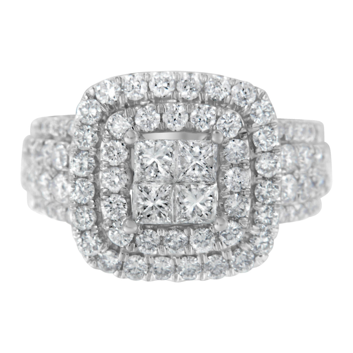 14KT White Gold Round and Princess Diamond Ring (2 1/4 cttw, H - I Color, SI1 - SI2 Clarity) - LinkagejewelrydesignLinkagejewelrydesign