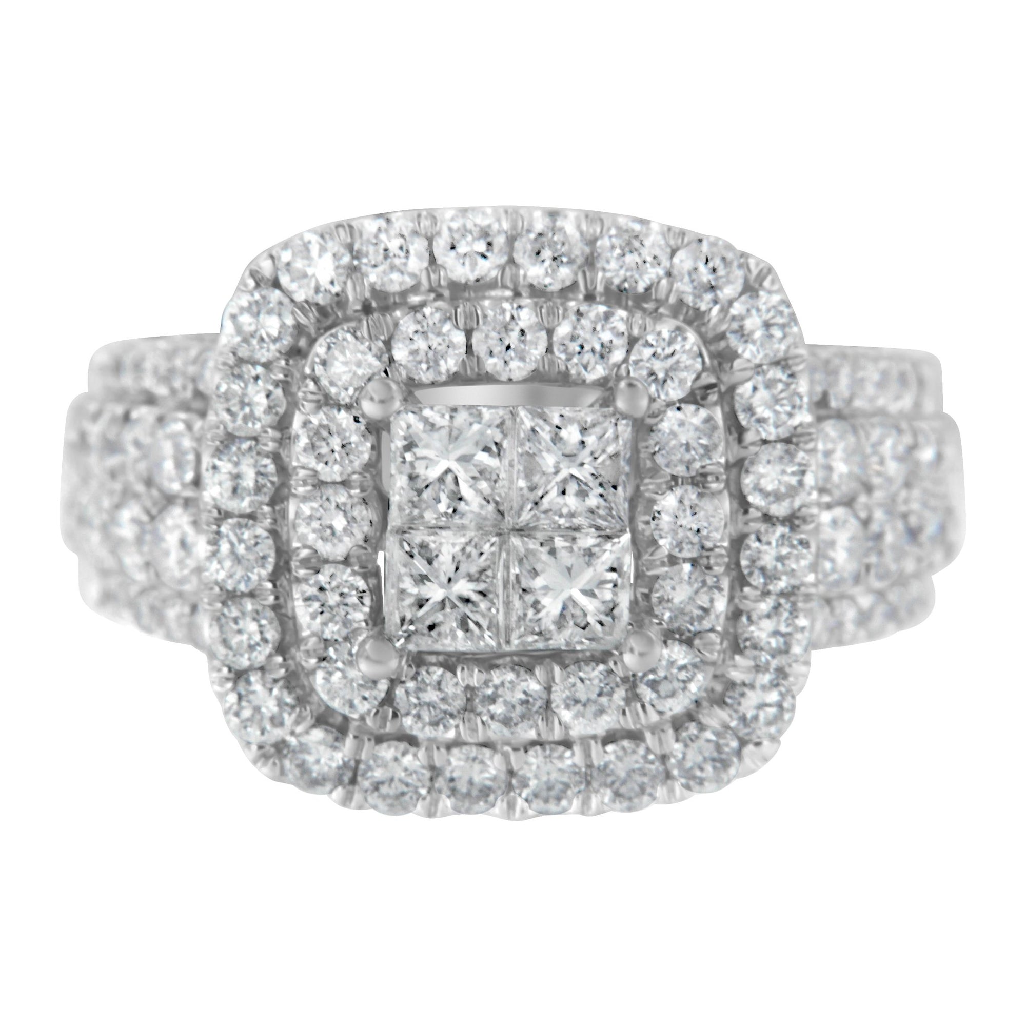 14KT White Gold Round and Princess Diamond Ring (2 1/4 cttw, H - I Color, SI1 - SI2 Clarity) - LinkagejewelrydesignLinkagejewelrydesign