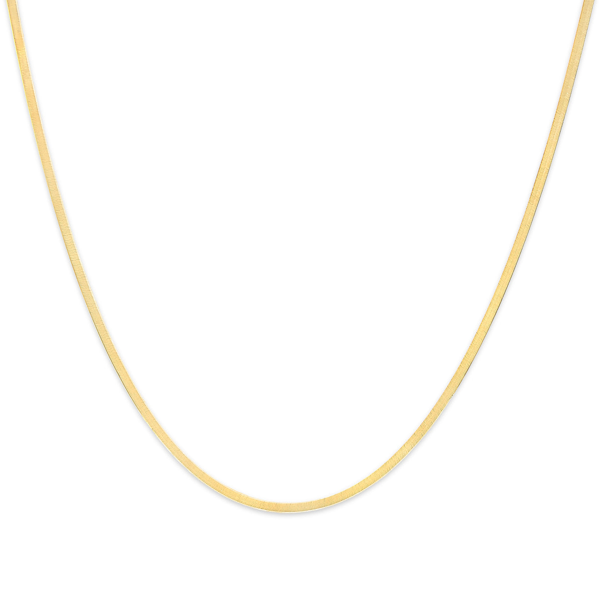 Unisex Solid 14K Yellow Gold 2.8mm Imperial Herringbone Chain Necklace - 18&quot; Inches