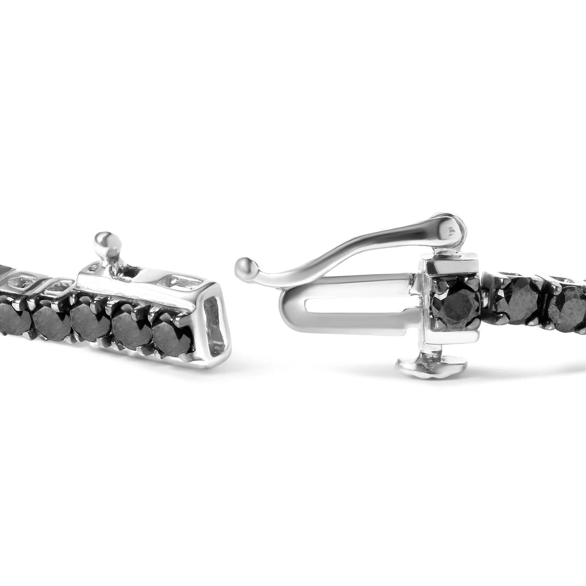 .925 Sterling Silver 4-Prong Set Treated Black Round-Cut Diamond Classic Tennis Bracelet (Black Color, I2-I3 Clarity) - 7.25&quot;