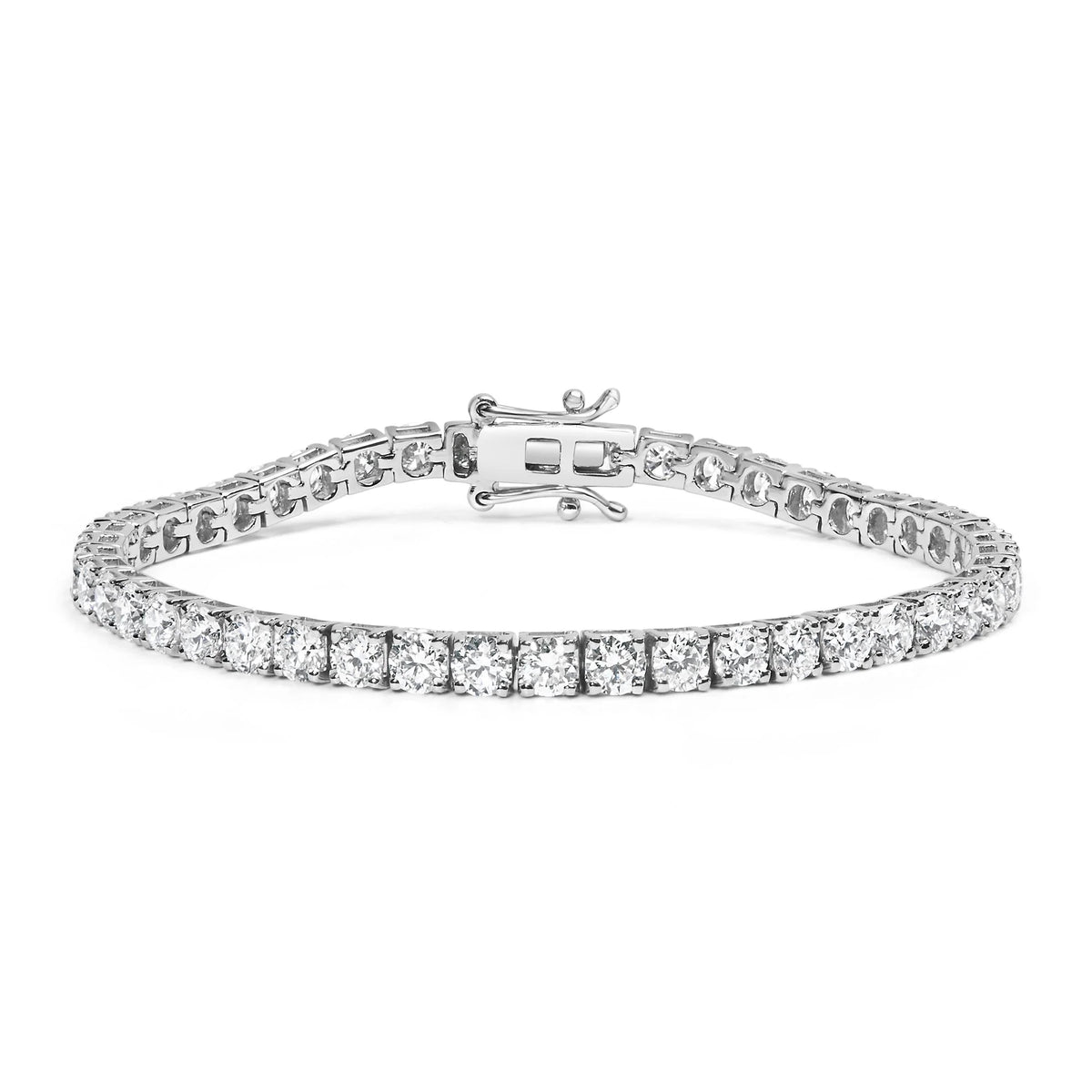 14K White Gold 4-Prong Set Lab Grown Round Diamond Classic Tennis Bracelet (F-G Color, VS1-VS2 Clarity) - 7.25&quot;