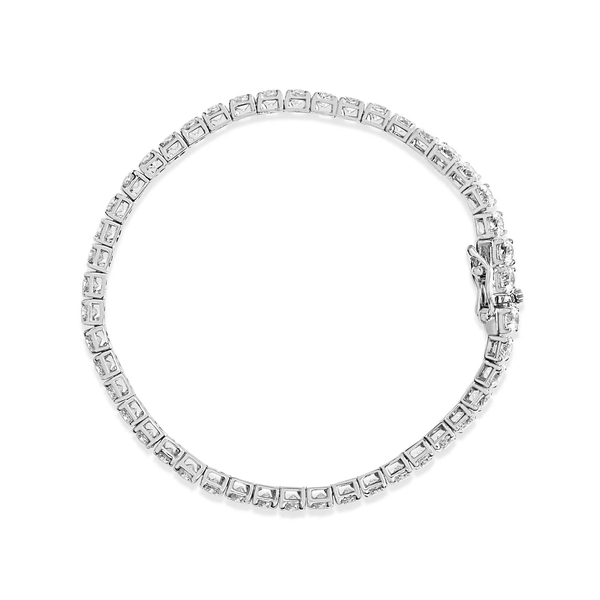 14K White Gold 4-Prong Set Lab Grown Round Diamond Classic Tennis Bracelet (F-G Color, VS1-VS2 Clarity) - 7.25&quot;