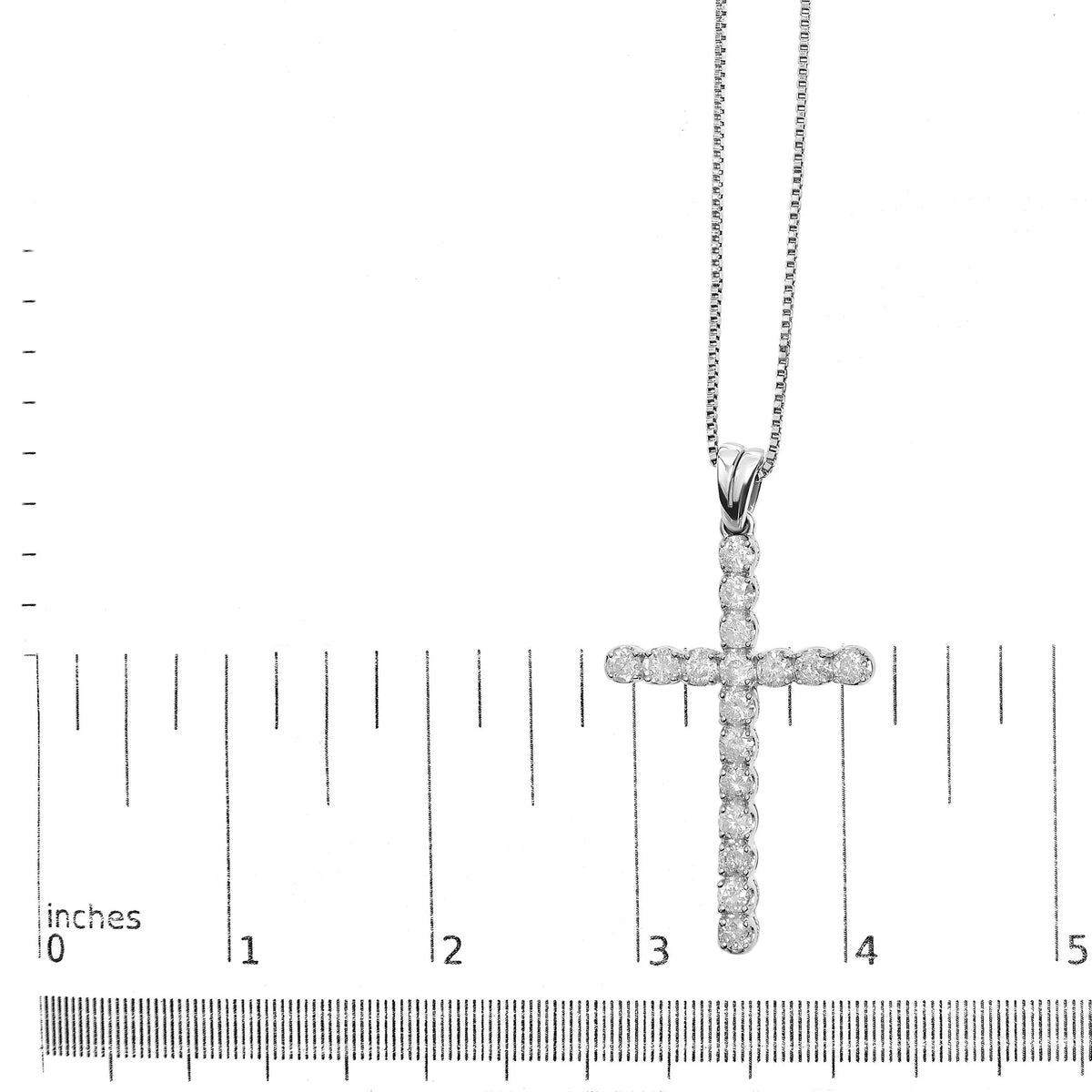 .925 Sterling Silver 1.0 Cttw Diamond Classic Cross 18&quot; Pendant Necklace (I-J Color, I2-I3 Clarity)