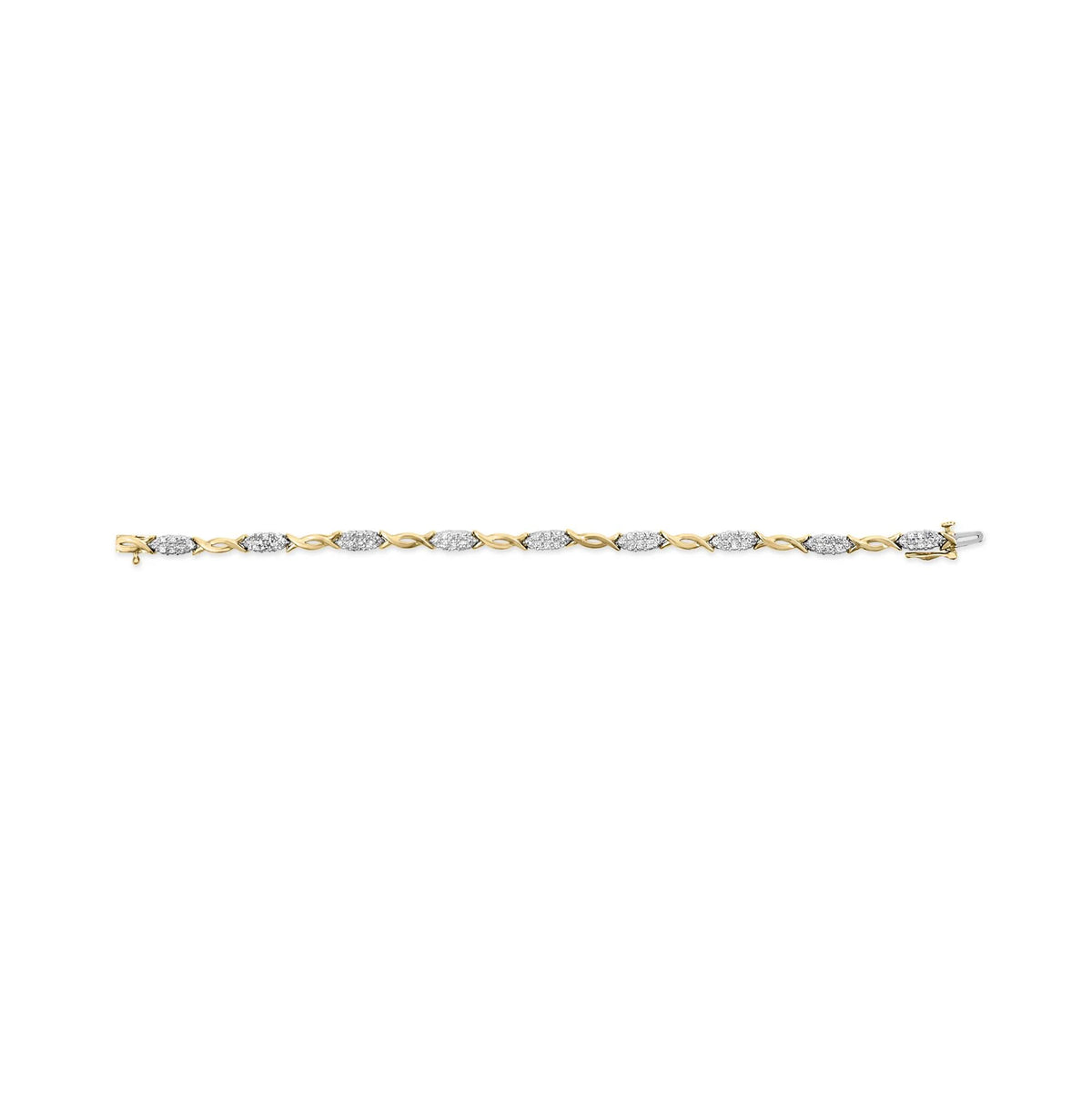 10K Yellow Gold 1.00 Cttw Round-Cut Diamond Spiral Link 7&quot; Bracelet (H-I Color, I2-I3 Clarity)