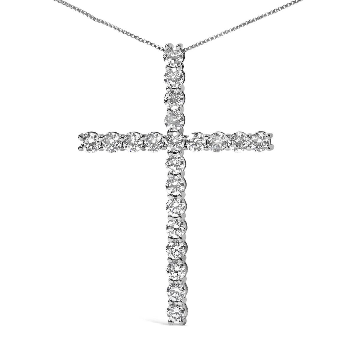 14K White Gold 4.0 Cttw Lab Grown Diamond Cross 18&quot; Inch Pendant Necklace (F-G Color, VS2-SI1 Clarity)