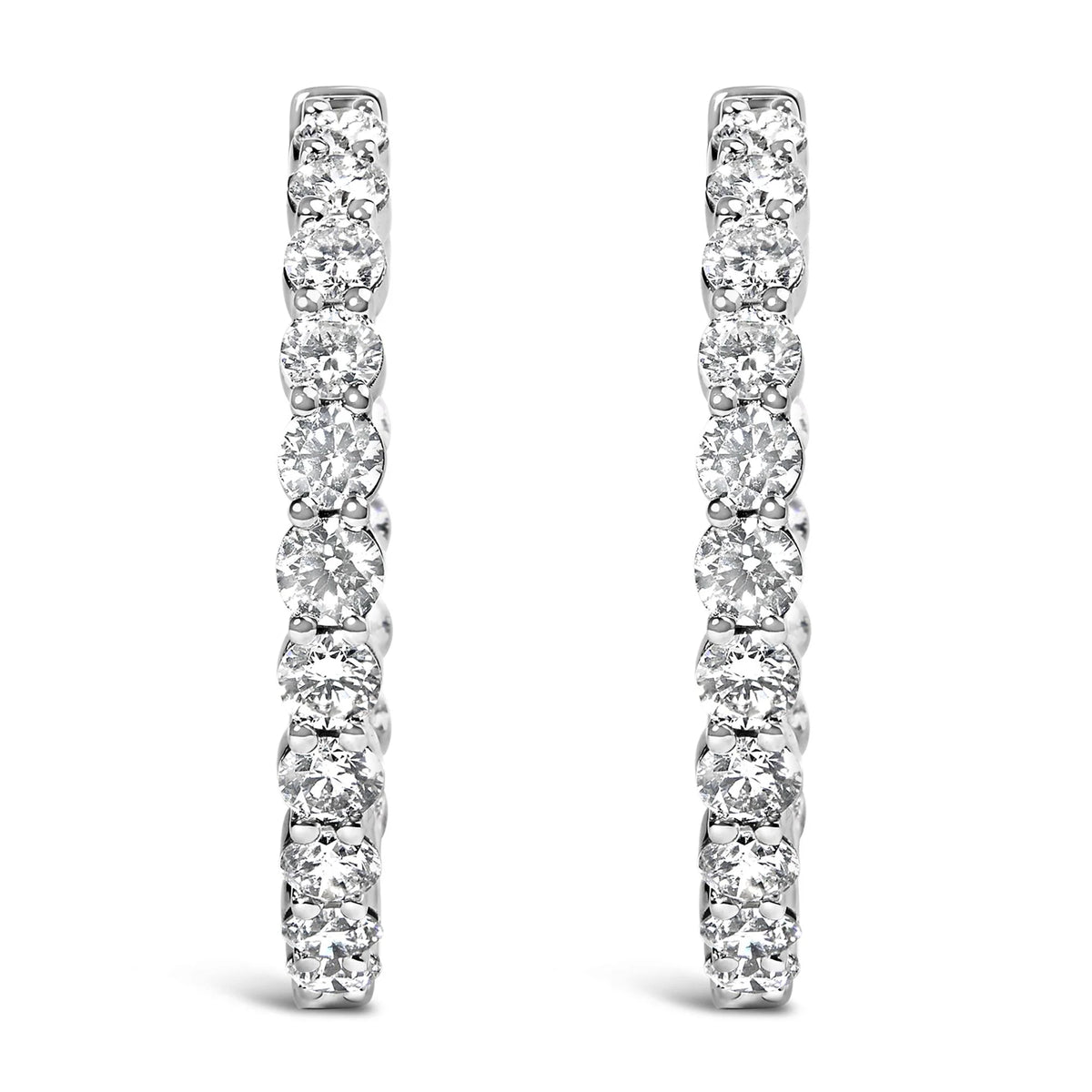 14K Gold Shared Prong Set Diamond Inside Out Hoop Earrings (G-H Color, I1-I2 Clarity)